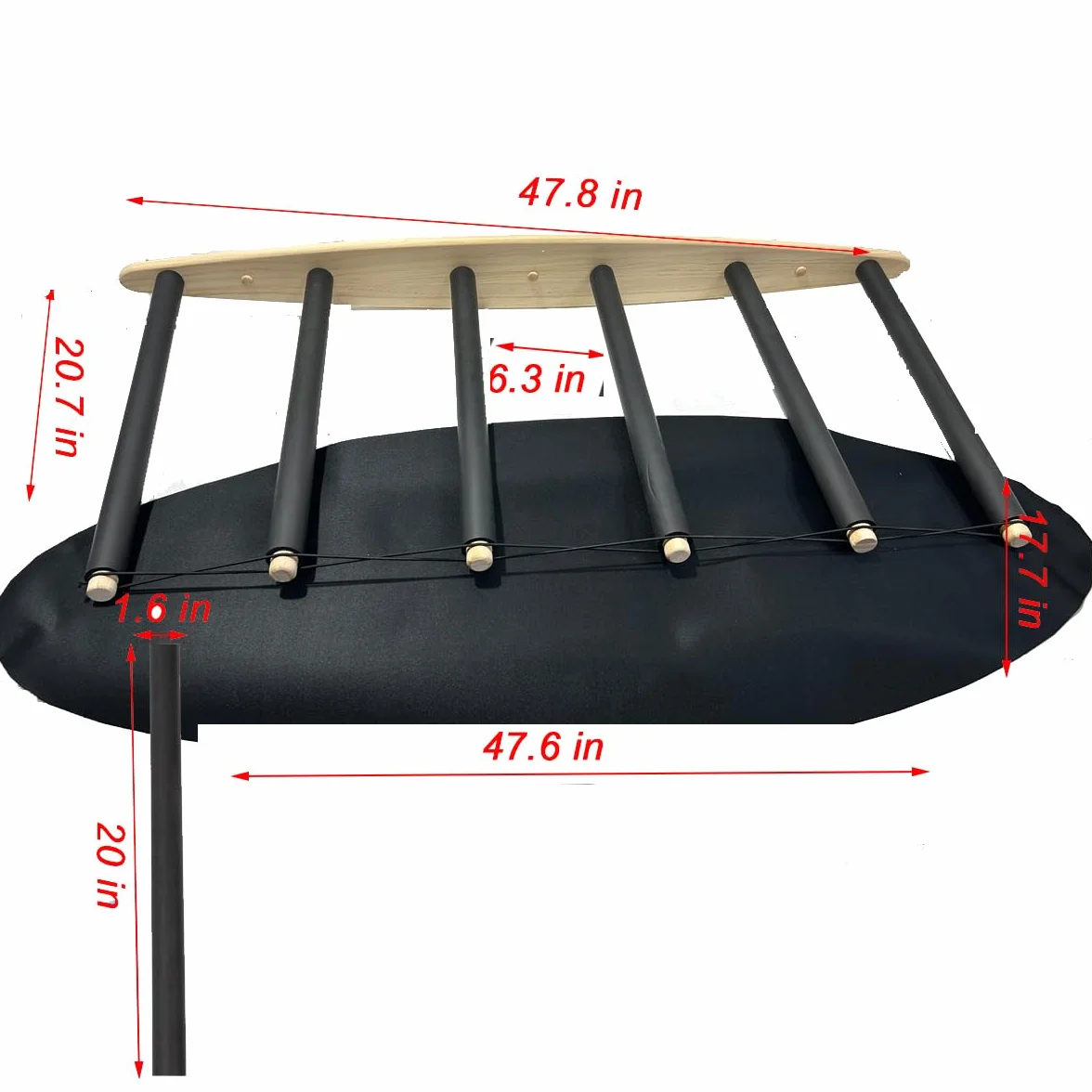 Soporte vertical para tabla de surf - Madera dura duradera con alfombra de goma, 6 brazos (5 a 6 tablas), soporte de surf para pared, almacenamiento de tablas de surf, wakeboard, tabla de