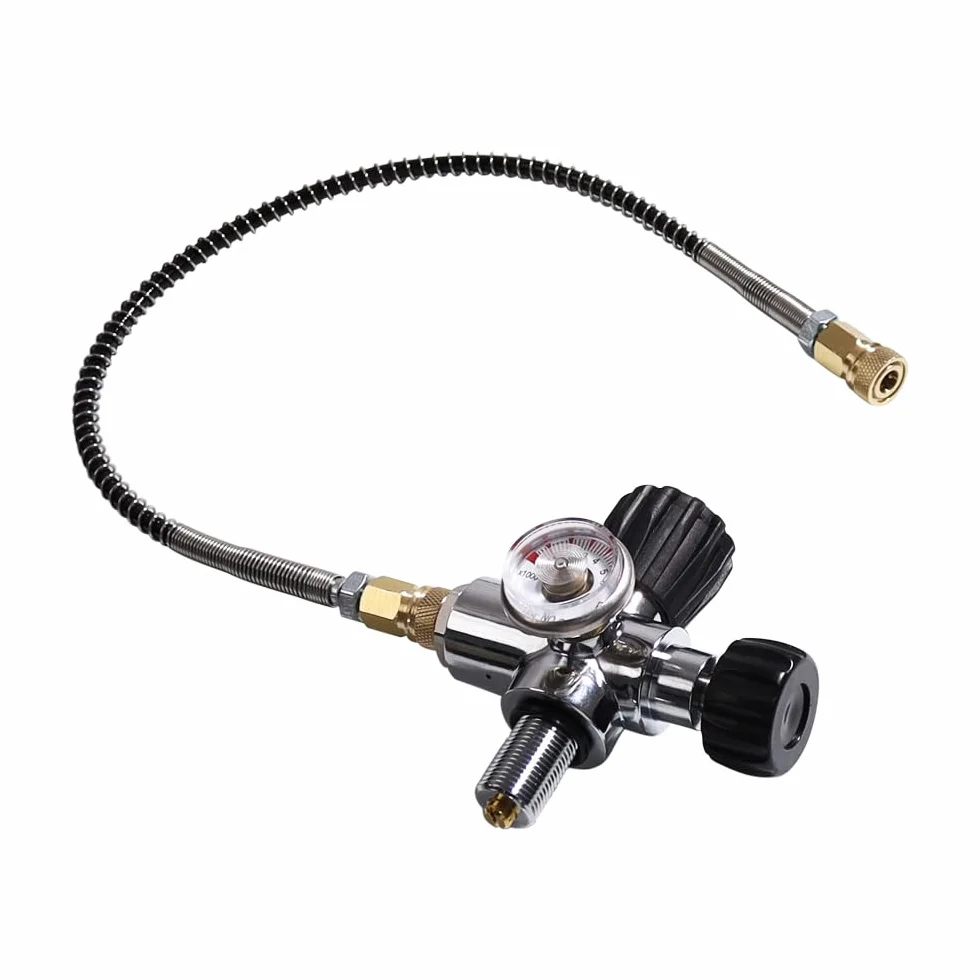 TUXING Depósito de aire HPA de fibra de carbono de 4500 psi, 2 l, 122 Cu con válvula reguladora de relleno PCP, para tanque de buceo Pcp Air Rifle (Empty Bottle), M18 x 1,5