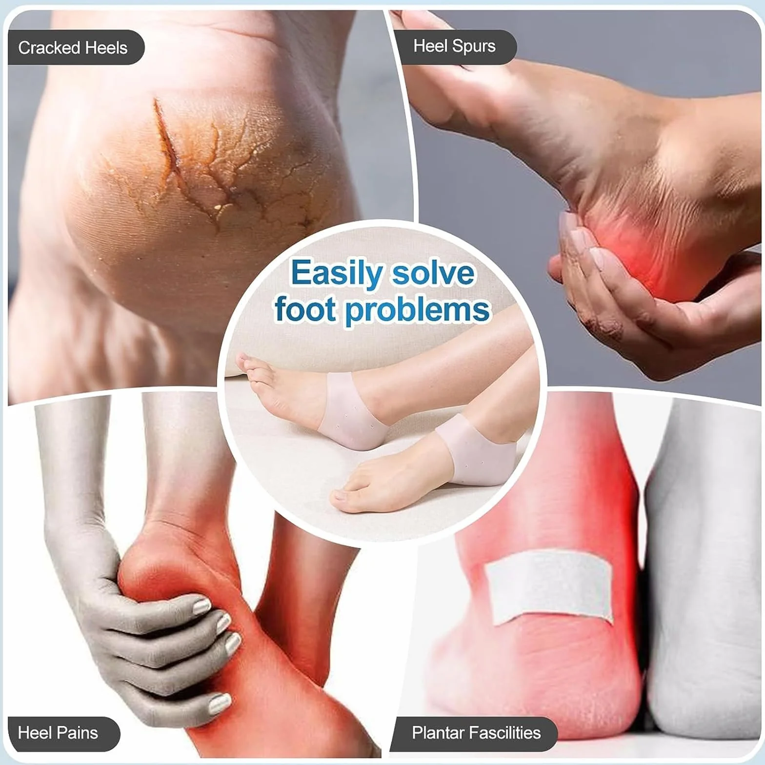 Protectores de Talón de Silicona, Protector Talon Zapato para Fascitis Plantar, Espolones Tacón