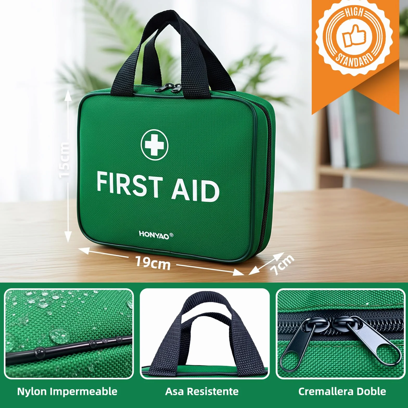 HONYAO Botiquín de Primeros Auxilios 180 Piezas, Kit Completo para Hogar Coche Viaje, Verde