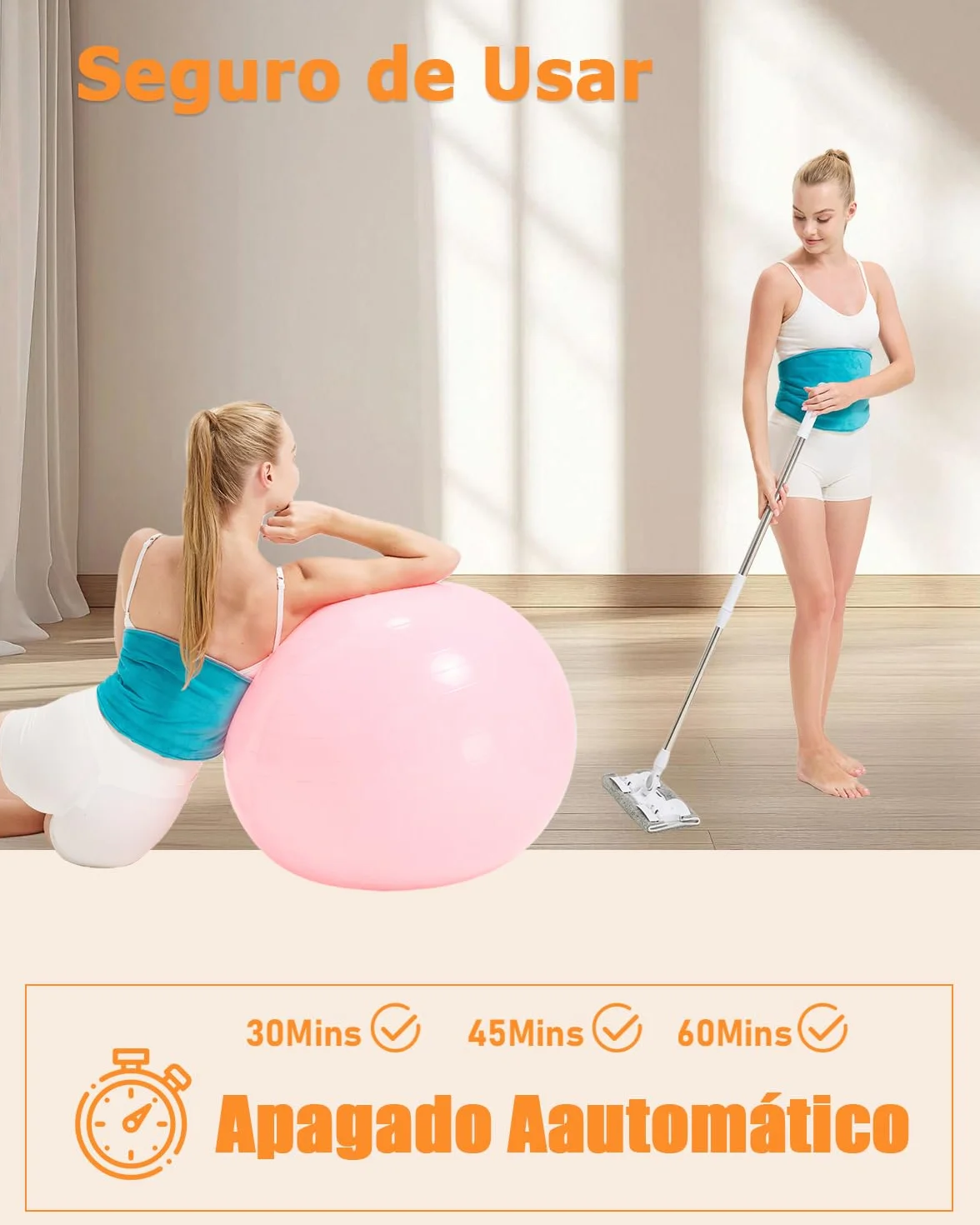 JOBYNA Almohadilla Eléctrica Lumbar, Manta Eléctrica Inalámbrica con Vibración, 5000mAh Masajeador Lumbar, 40-60℃ y 3 Modos de Vibración, Para Aliviar El Dolor la Zona Lumbar, Espalda y Abdominal