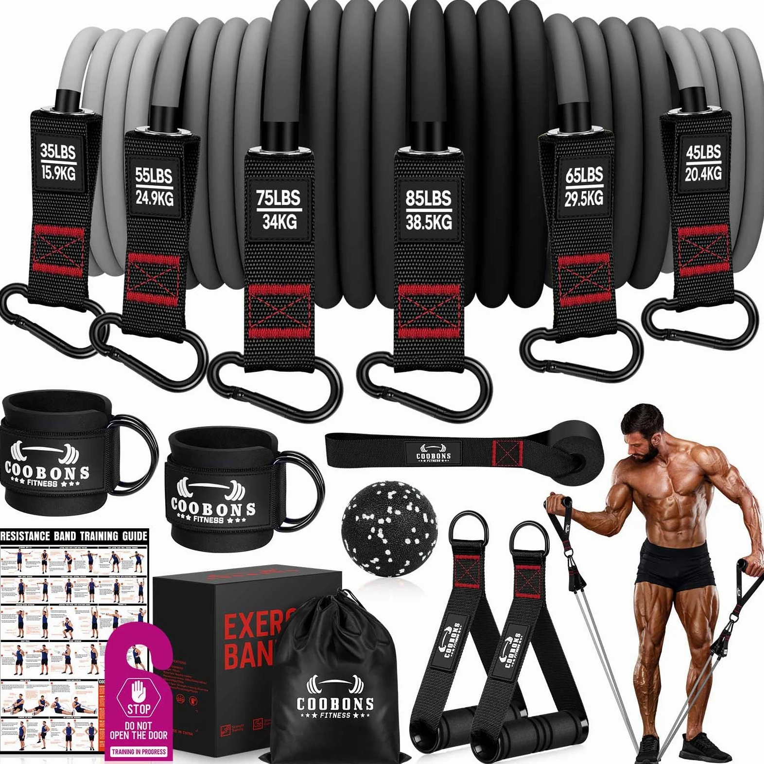 Bandas de resistencia pesadas para entrenamiento, bandas de ejercicio de 360 libras con asas, bandas de entrenamiento para hombres, juego de bandas de fitness de peso para entrenamiento muscular,