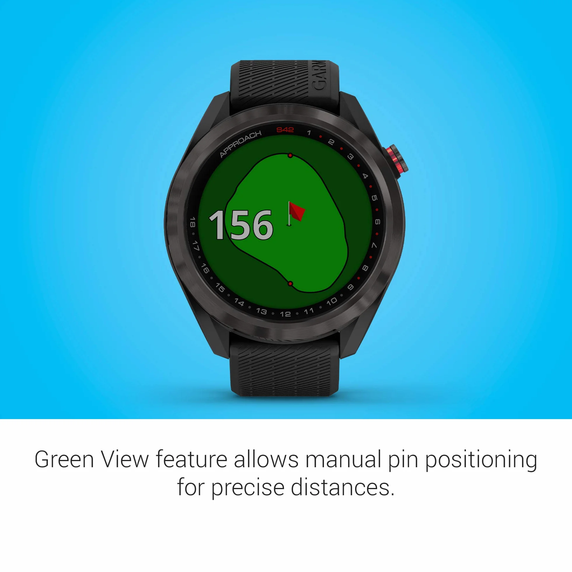 Garmin Approach S42, GPS Golf Smartwatch, Lightweight with 1.2" Touchscreen, 42k+ Preloaded Courses, Gunmetal Ceramic Bezel and Black Silicone Band, 010-02572-10