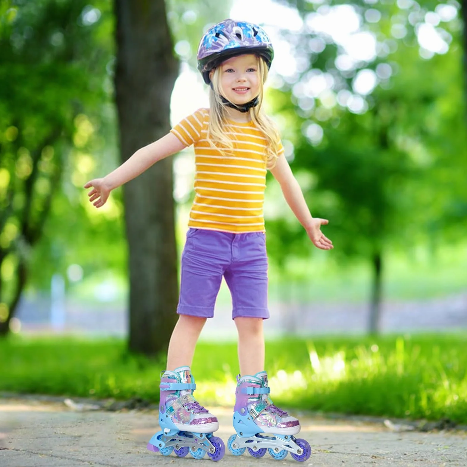 Patinaje en línea para niños Patines Ajustables Rodillos Mariposa niñas 6-12