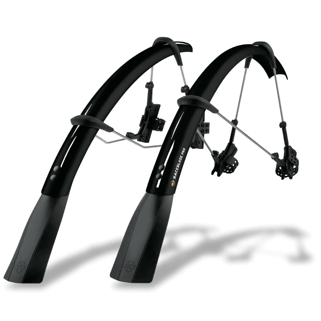 SKS Germany Raceblade Pro & Raceblade Long Mudguard Set, Bicycle Accessories for Road Bike (Bike Protection with Quick-Release Attachment, Length-Adjustable Struts, Lightweight and Extra Long Spoiler)