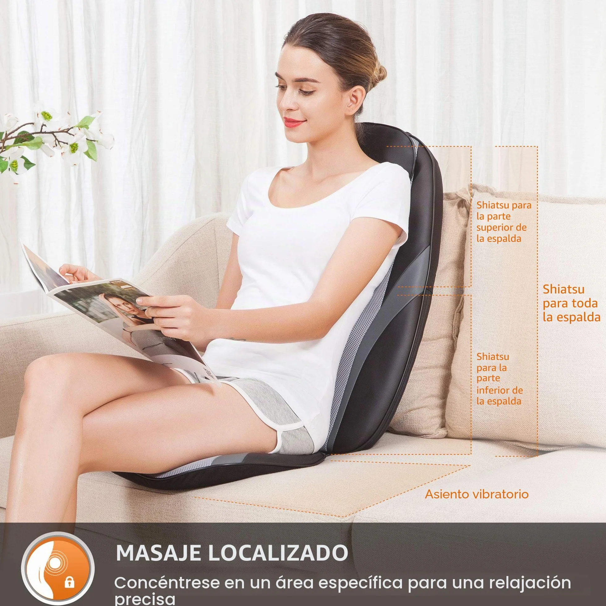 Snailax Masajeador Shiatsu con Calefacción, Cojín de Masaje de Gel para Silla de Oficina