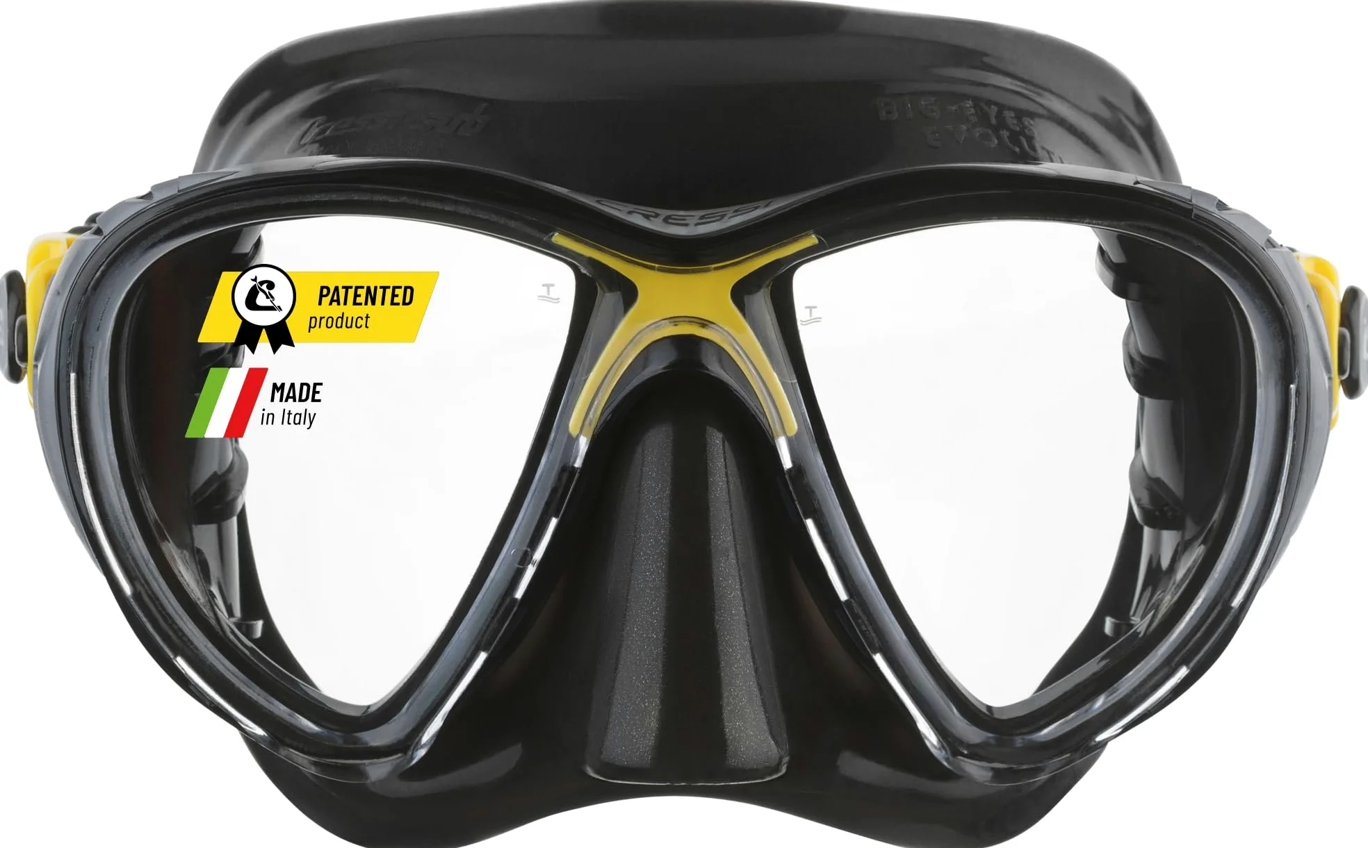 Cressi Big Eyes Evolution Snorkel Mask - Adult Diving Mask with Soft Silicone Seal - HD Mirrored Lenses for Scuba Diving
