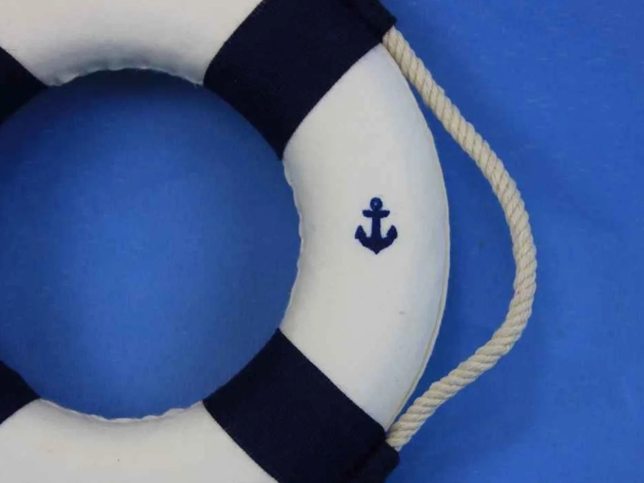 Hampton Nautical Hechos a Mano náutico decoración Antiguo Decorativo Colores Vida Anillo decoración, Azul, 6 Pulgadas