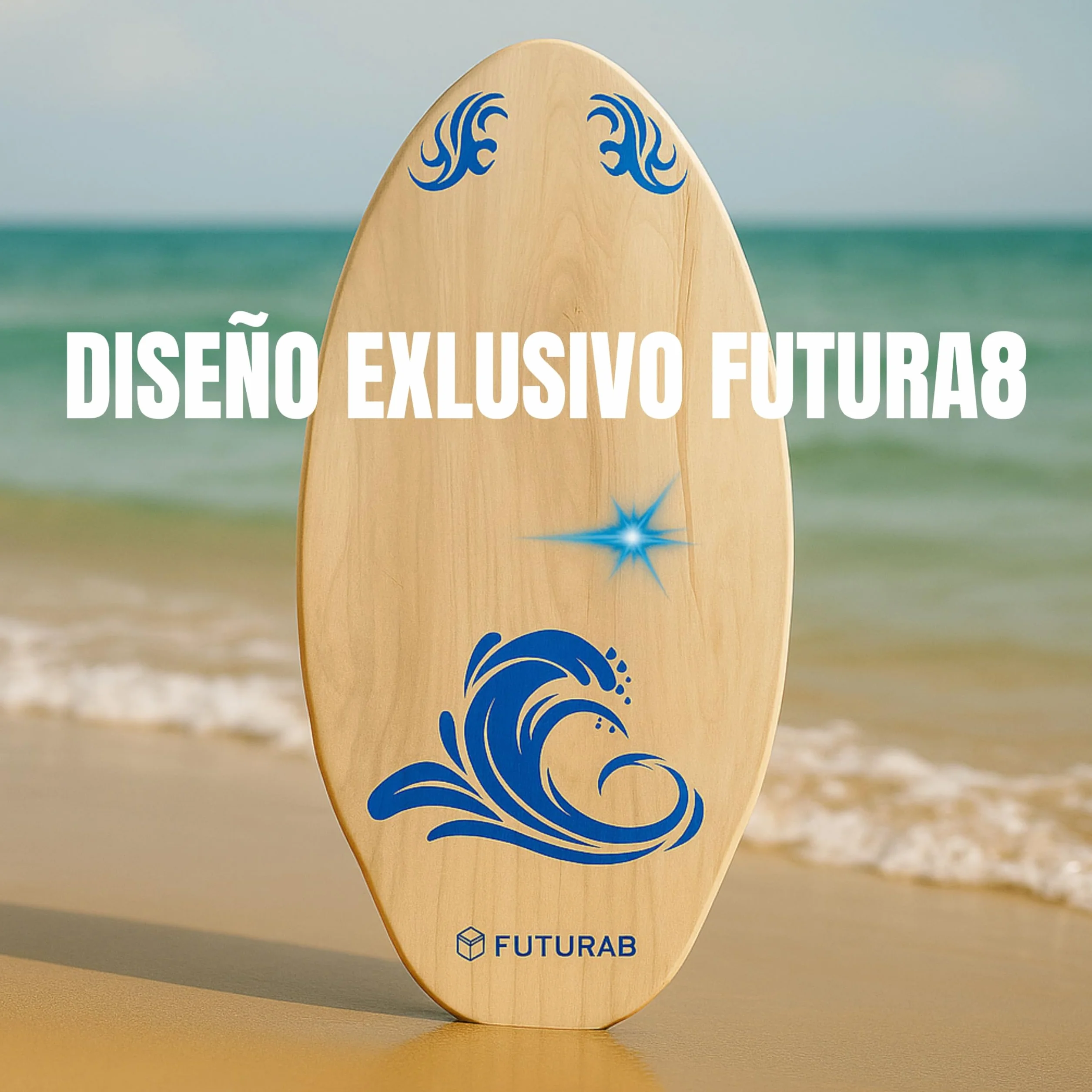 FUTURA8 Skimboard Madera Tabla Deslizante Antideslizante Ligera Resistente al Agua Adultos Principiantes Playa