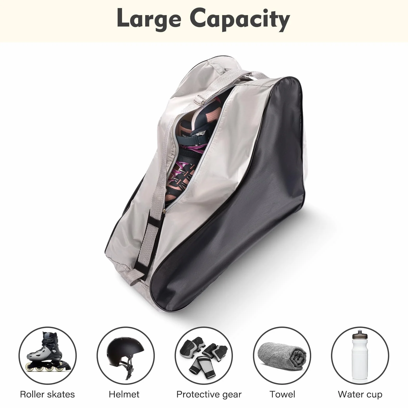 Skating Shoes Carry Bags Roller Skate Bag, Oxford Ice Skates Storage Bag for Kids & Adults, Unisex Adults Ice & Skate Bag II Fabric and Beach with Adjustable Shoulder Strap
