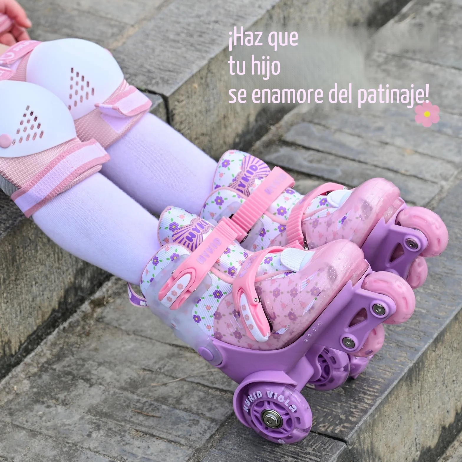 Patines 4 Ruedas Niña, 4 Tallas Ajustables 3-8 Años, Unicornios para Niñas Construcción de 3 Puntos Estable y Segura,Patines para Niños Principiantes Patinete
