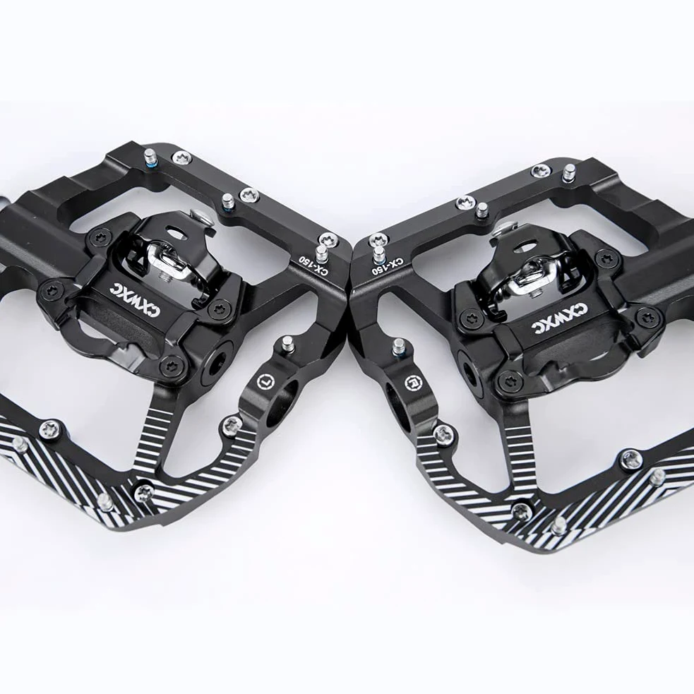 CXWXC Pedales SPD para bicicleta de dos lados MTB con 3 posiciones selladas de aleación de aluminio de 9/16 pulgadas, plataforma ancha, pedales de clic para MTB o bicicleta de carretera