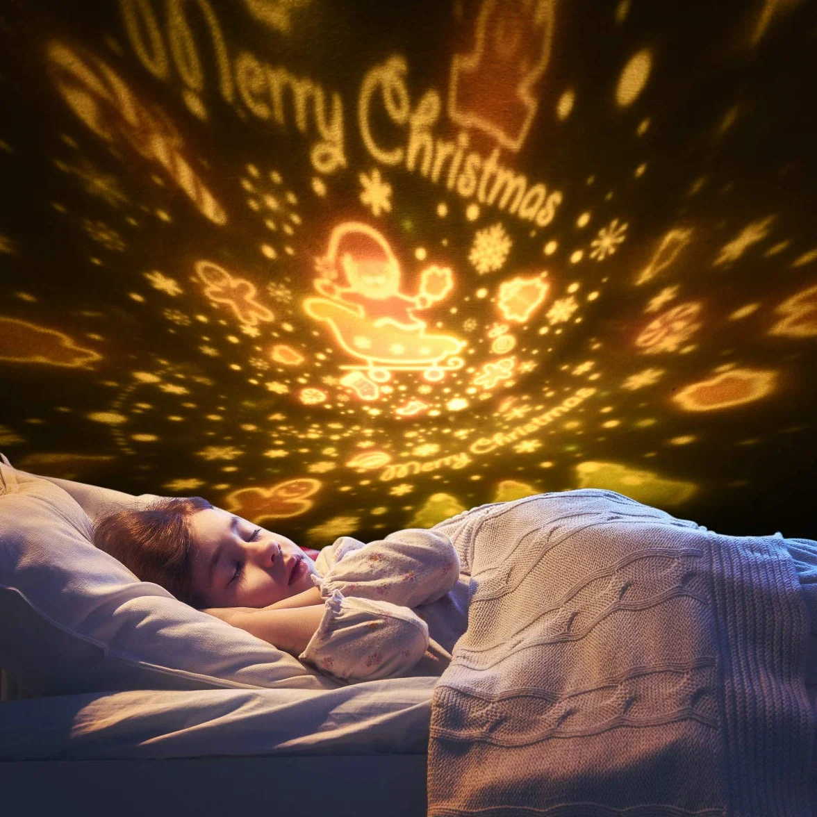 URAQT Lámpara Infantil Proyector de Luz Nocturna Juguete Estrella Giratorio con Mando a Distancia y 8 Música