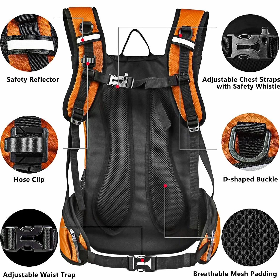 20L Mochila de Hidratación, Mochila con Bolsa de Agua 2L, Mochilas Trail Running para Correr, Ciclismo, Camping, Bicicleta Senderismo, Mochila con Sistema de Hidratación para hombresy Mujeres