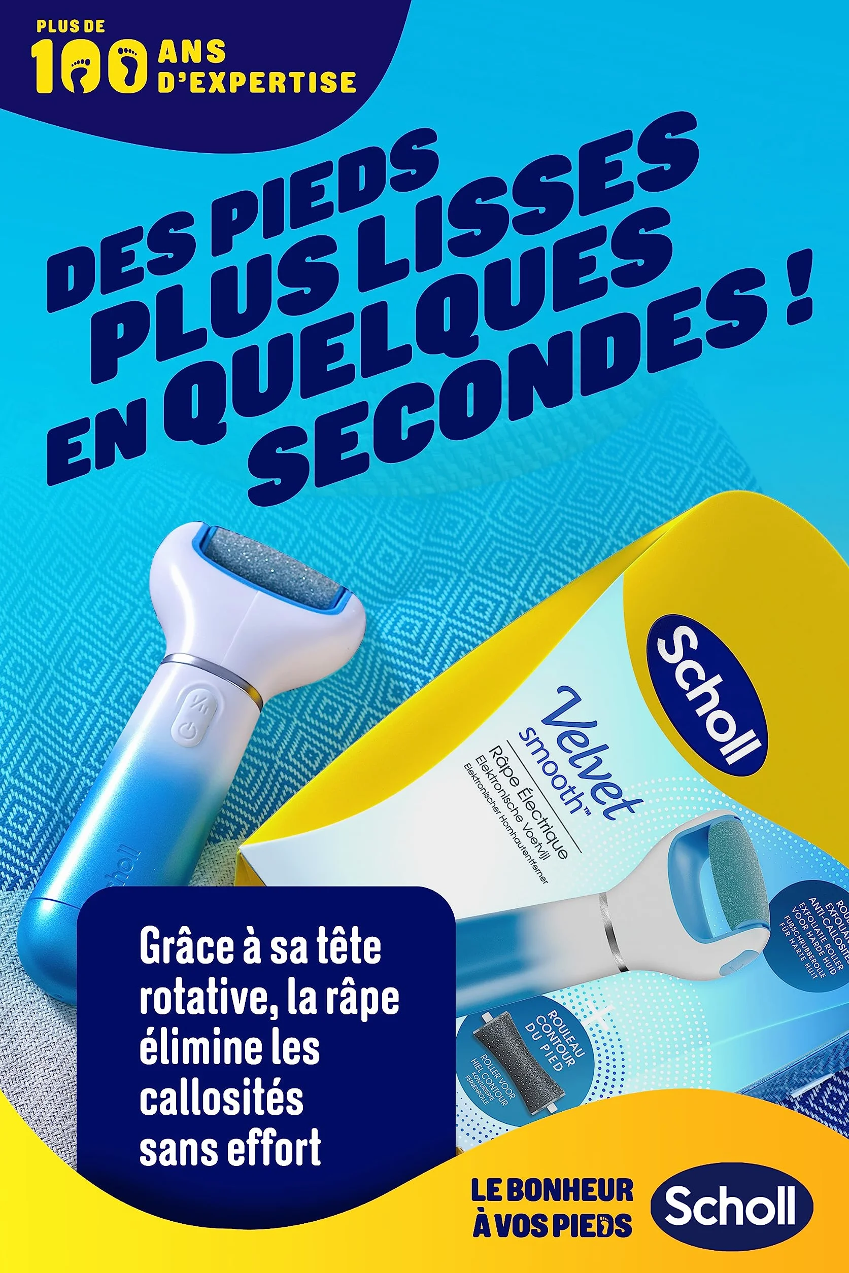 Scholl Velvet Smooth Aparato de pedicura eléctrico con Marine Minerals Azul