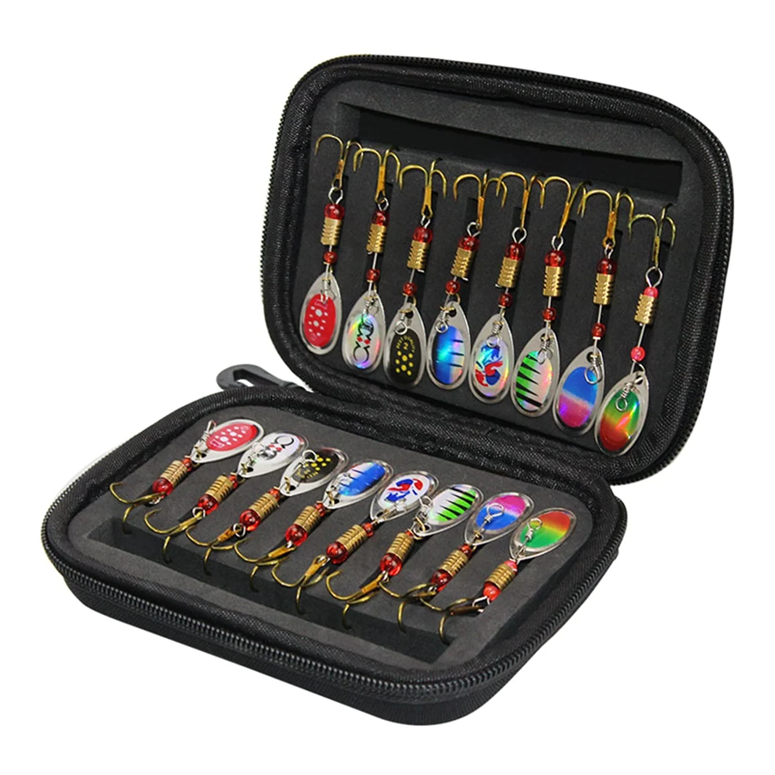 Señuelos de Pesca Fuerza de Pesca Spinners Cebo Cuchara Conjunto con Bolsa de Tackle Trout Bass Bass Salmon Pike Walleye Pesca al Aire Libre Tackle 16pcs Cebos Artificiales