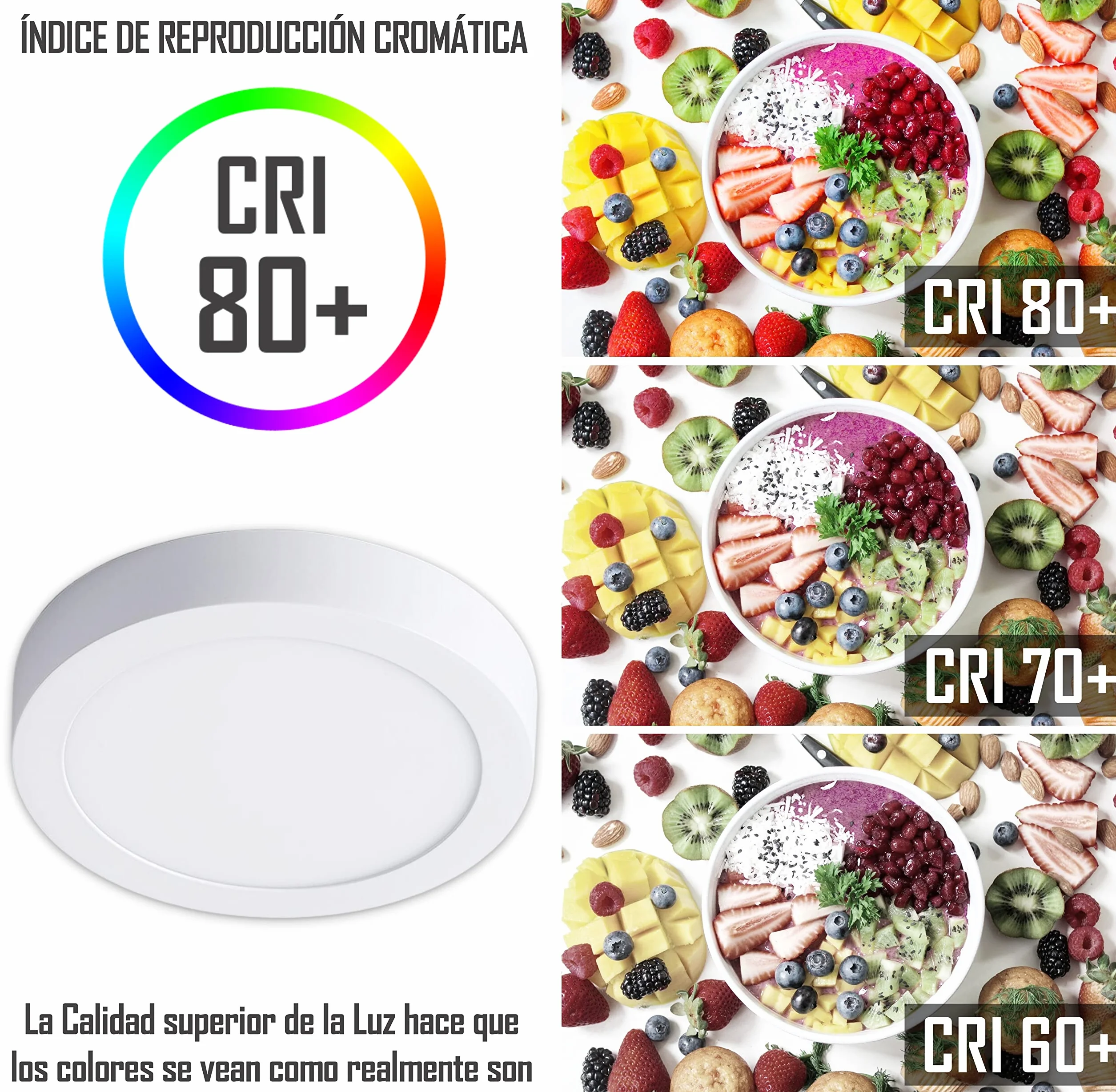 Plafón LED Techo Superficie 20W Blanco Cálido 3000K Pack 5