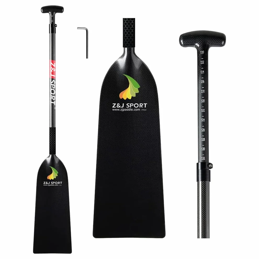 ZJ Sport Ajustable Fibra de Carbono Dragón Remos con Mango Ovalada