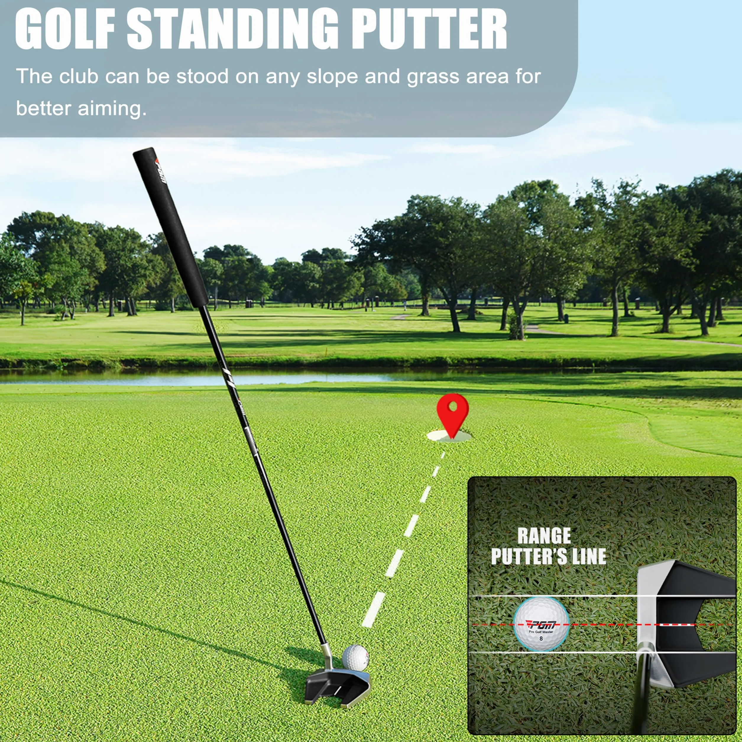 PGM Putter de golf, palo individual, centro de gravedad bajo, alto perdón, ayuda alineación
