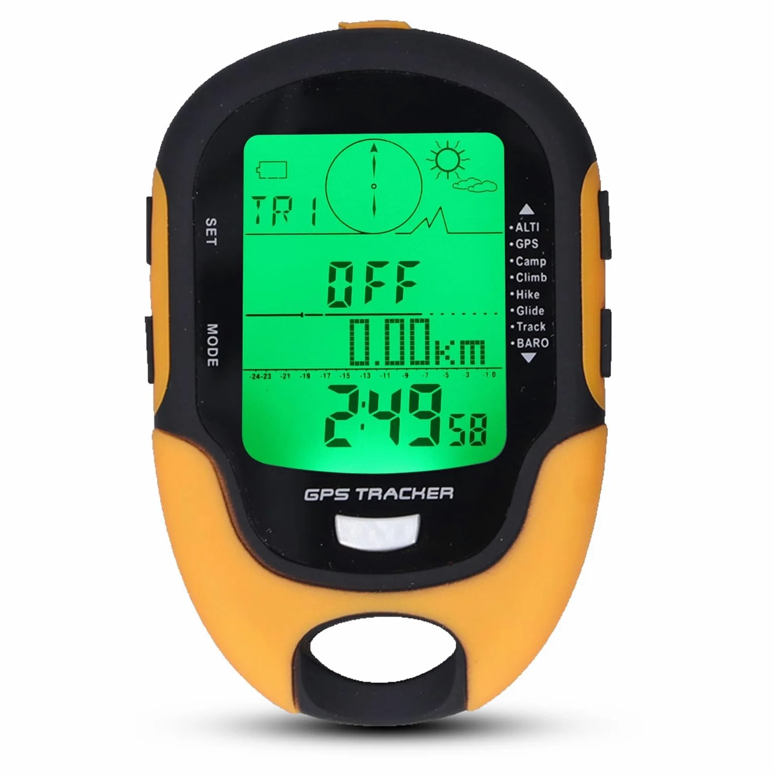 HERCHR Altímetro Digital, medidor Multifuncional GPS, termómetro de Mano portátil, higrómetro, brújula Digital a Prueba de Agua para Coche, Senderismo, Camping