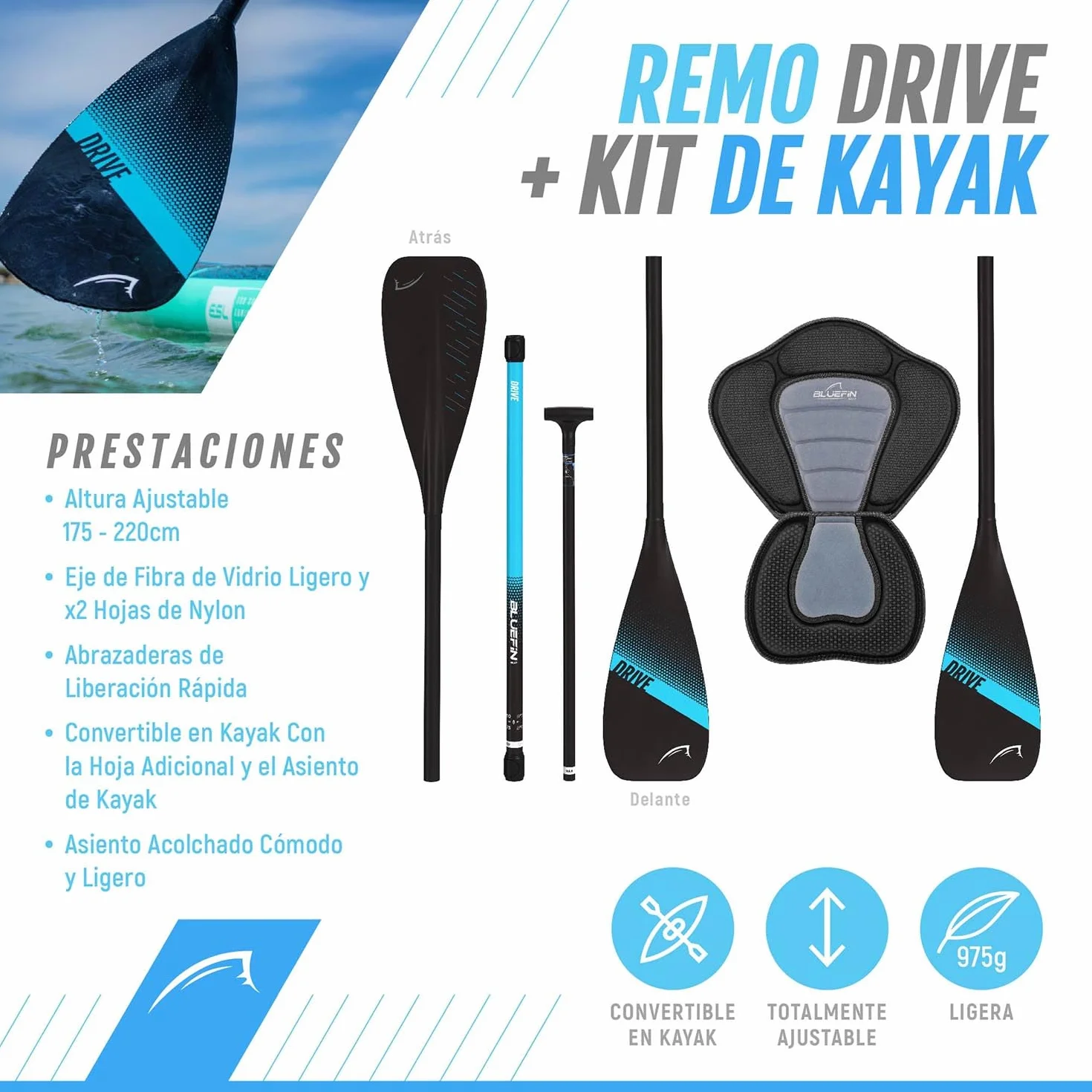 Bluefin SUP Tabla de Paddle Surf Hinchable Cruise 10'8 Adultos Incluye Accesorios