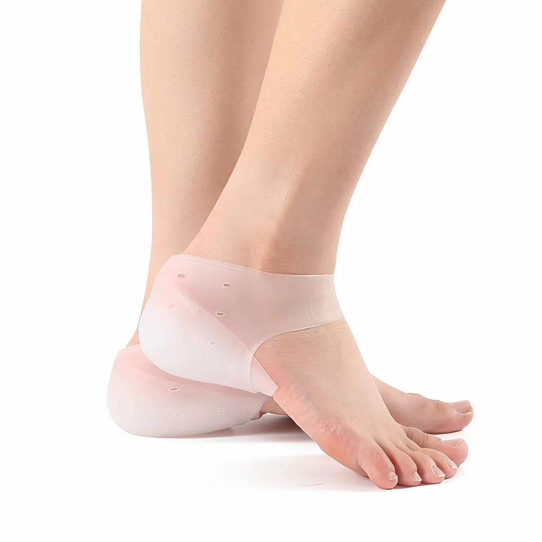 Taloneras de Gel de Silicona Transpirables para Talones Agrietados y Dolor con Aumento de Altura