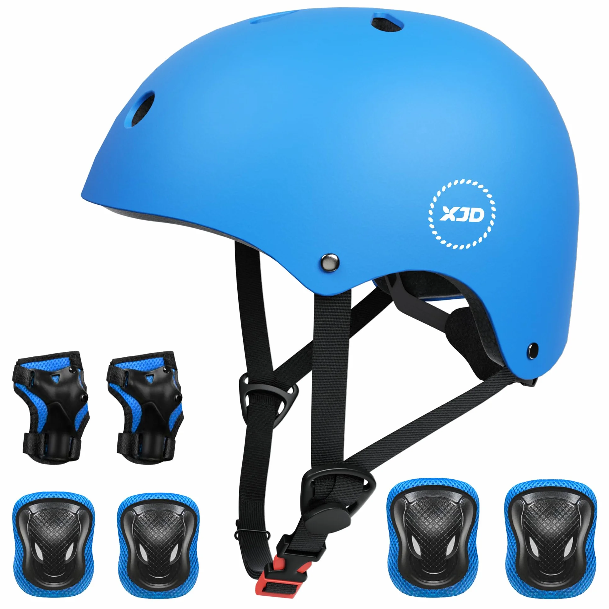 XJD Casco de Ciclismo para Niños y Protecciónes Infantiles Incluye Rodilleras Coderas y Muñequeras Adjustables 7 Piezas para Patínes Patinete Ciclismo Niños de 3 a 13 Años