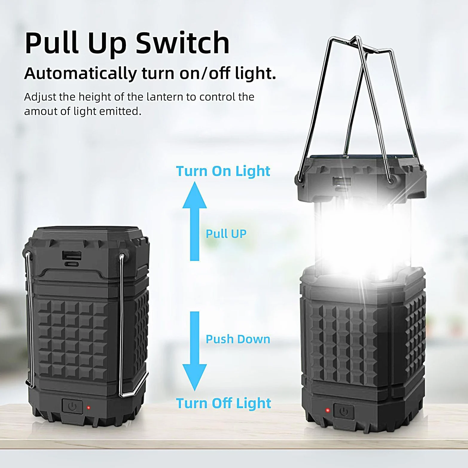 Linterna Solar de Camping Linterna de Camping Plegable y Impermeable | Lámpara LED USB Solar para Tienda de Campaña para Camping, Pesca, Senderismo, Playa, Reparaciones del Coche, Jardín, Patio