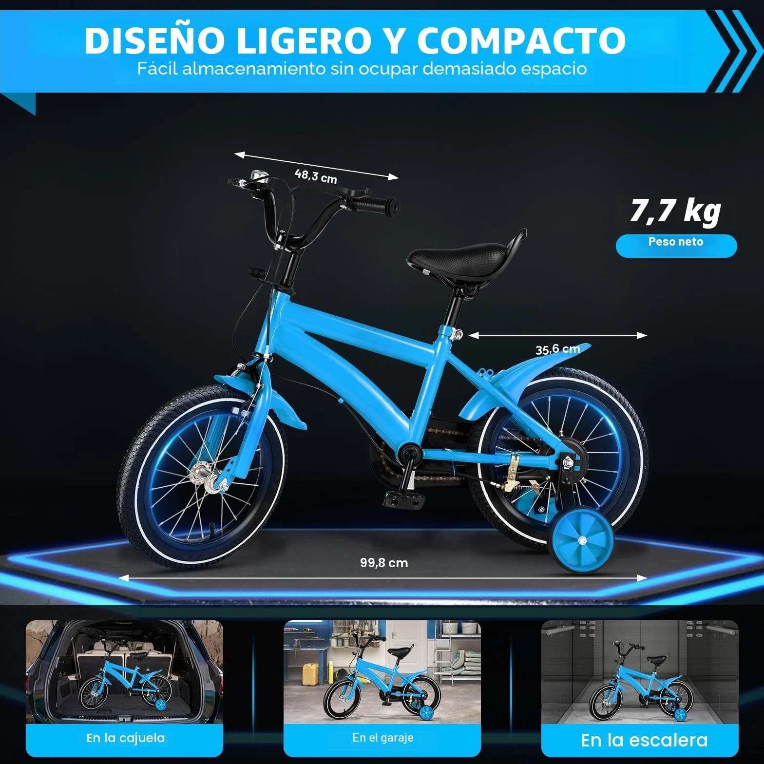 Bicicleta infantil de 14 pulgadas, ajustable para niños con protección de cadena, bicicletas para niños de 2 a 13 años de edad, niños y niñas