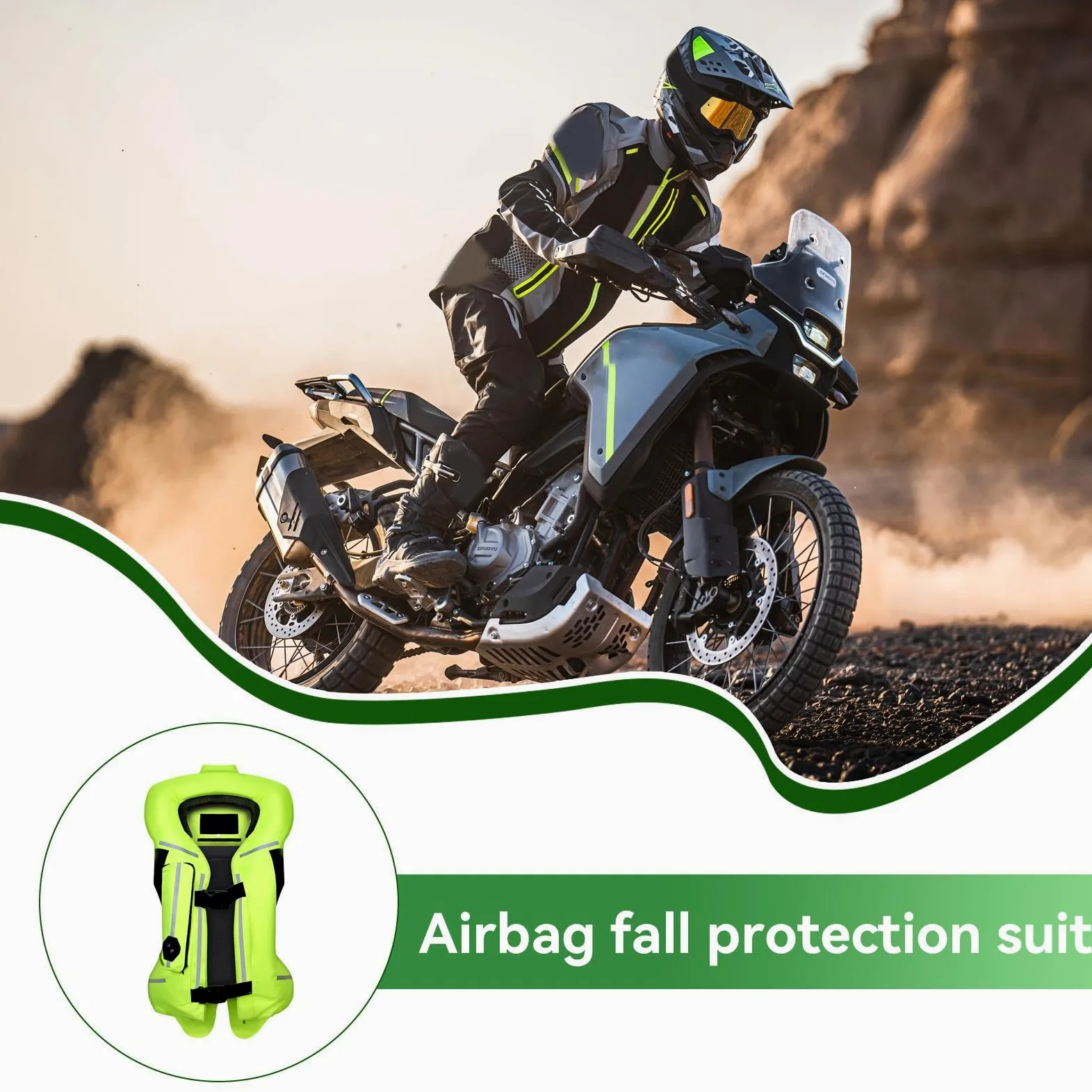 Chaleco de bolsa de aire para motocicleta, chaleco protector ligero con tira reflectante, chaqueta de equitación inflable profesional
