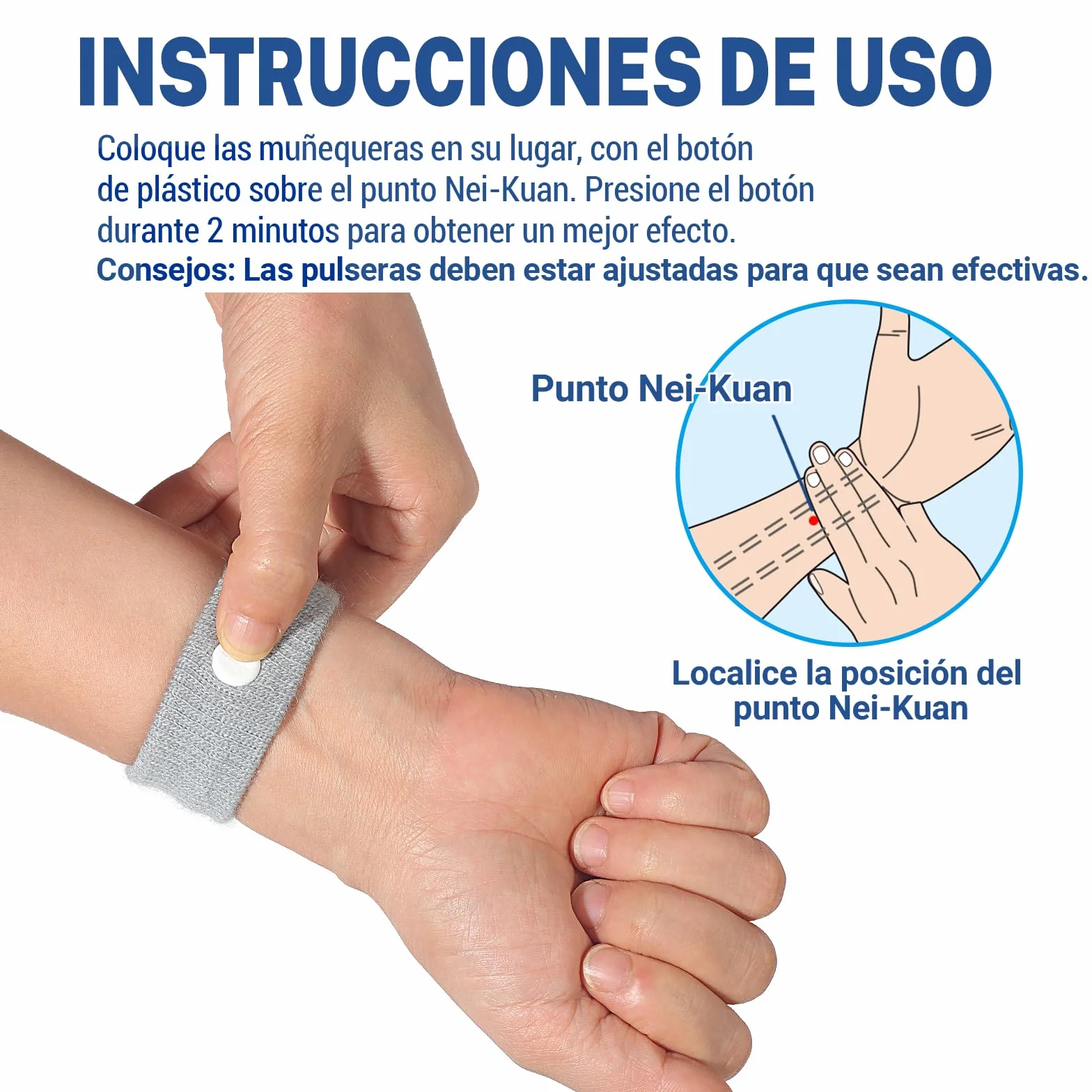Pulseras Antimareos Hionfurt para Niños y Adultos, Bandas de Acupresión para Mareo en Coche, Mar y Avión - 2 Pares Gris