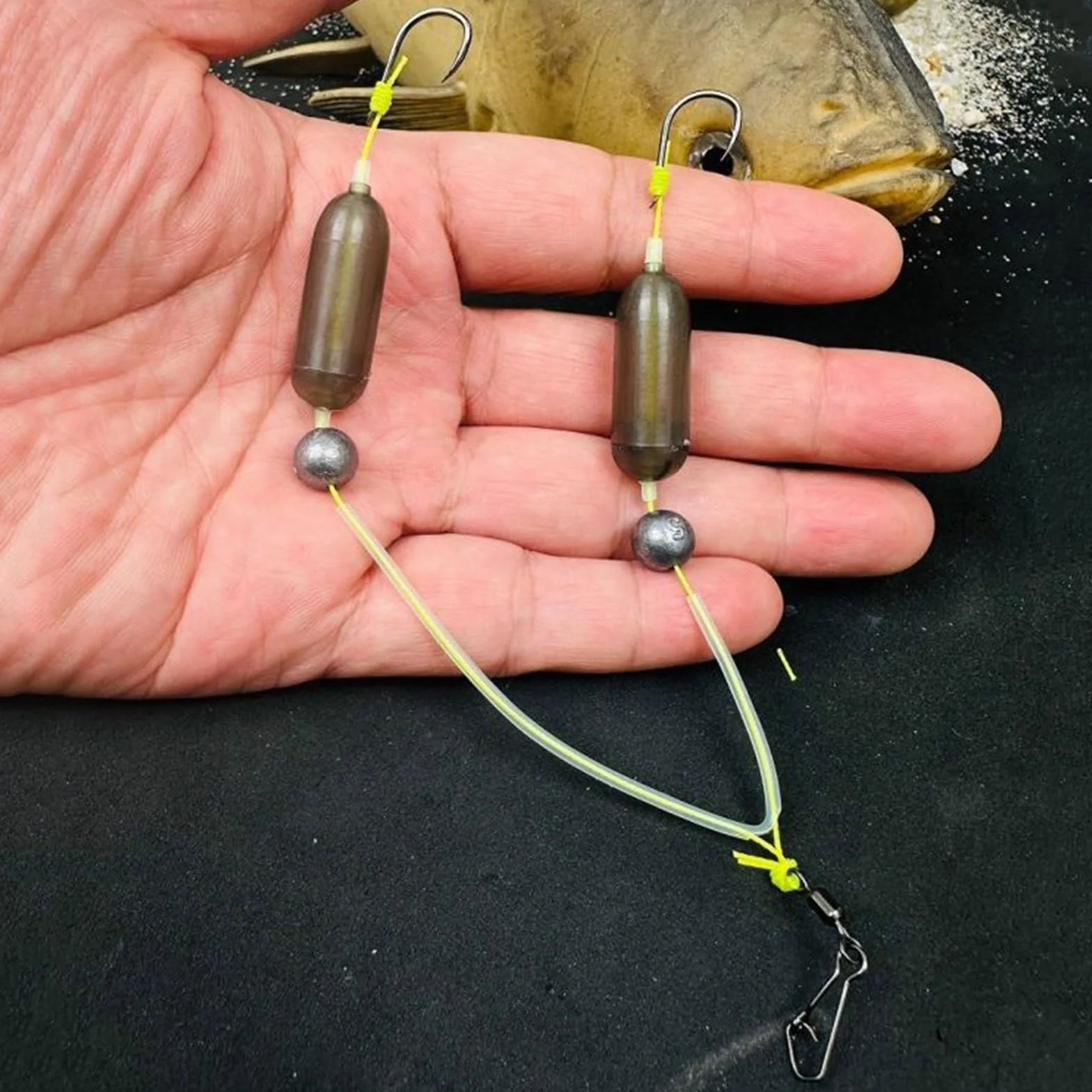 Montajes de fondo para pesca en el mar,Montajes para perca en el mar y el río | Flotadores cebo doble anzuelo invertido anti-enganche para río Muelle Pesca Costera Perca