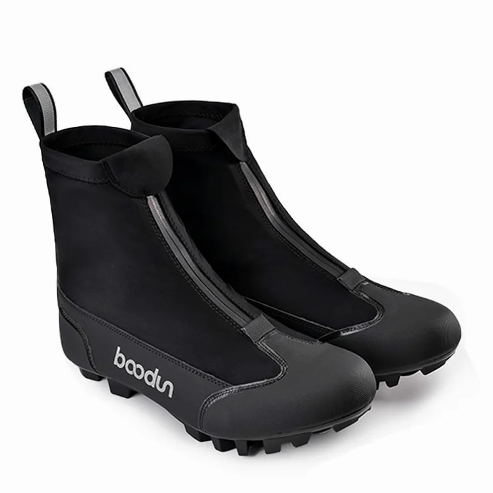 Domary Botas de Invierno para Bicicleta de Montaña, Botas Montar Nailon Reflectantes y Cálidas a Prueba Viento para Entusiastas del Ciclismo, Color Negro, Talla 41 42 43