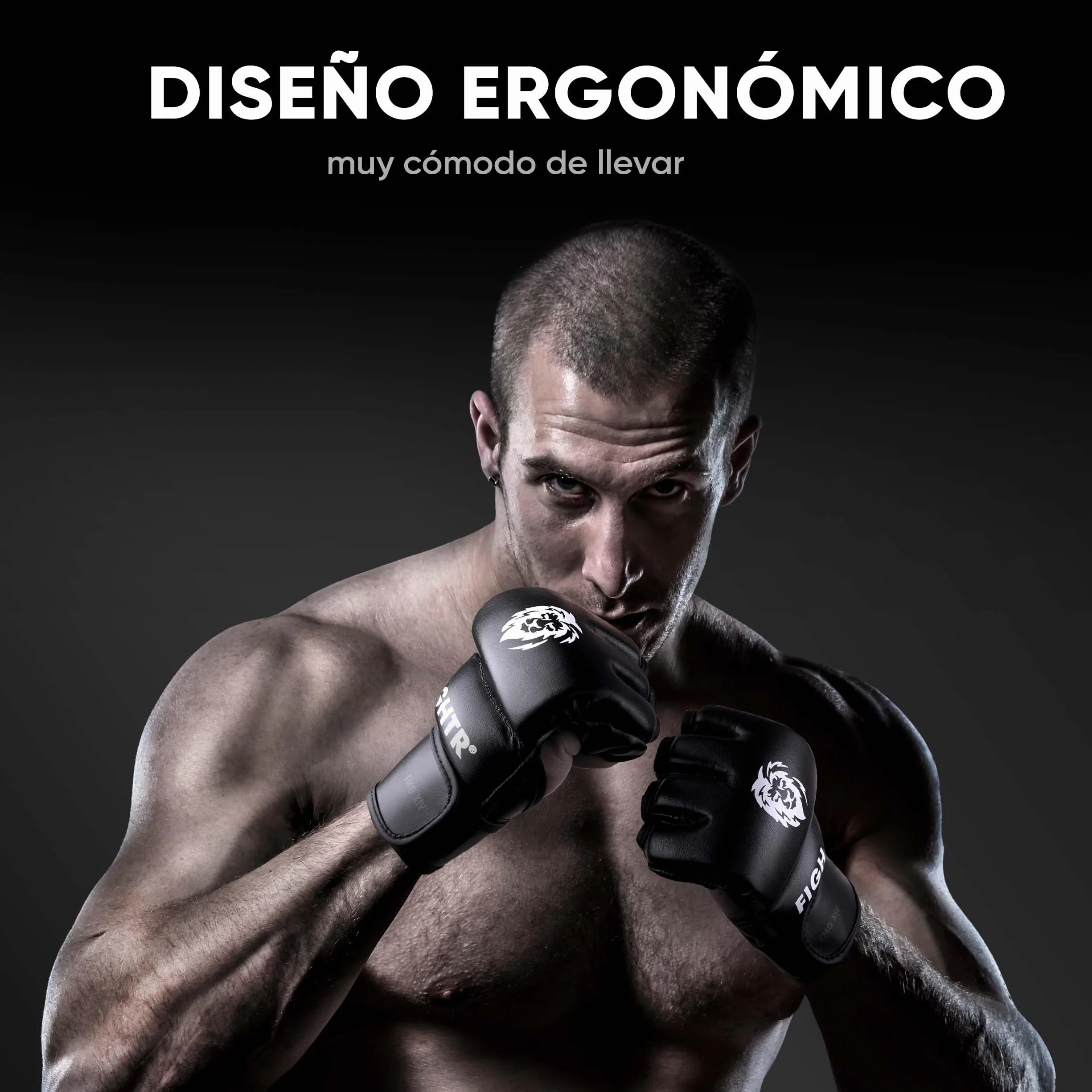 FIGHTR® Guantes de MMA para Grappling, Saco de Arena, Sparring y Entrenamiento con Bolsa de Transporte