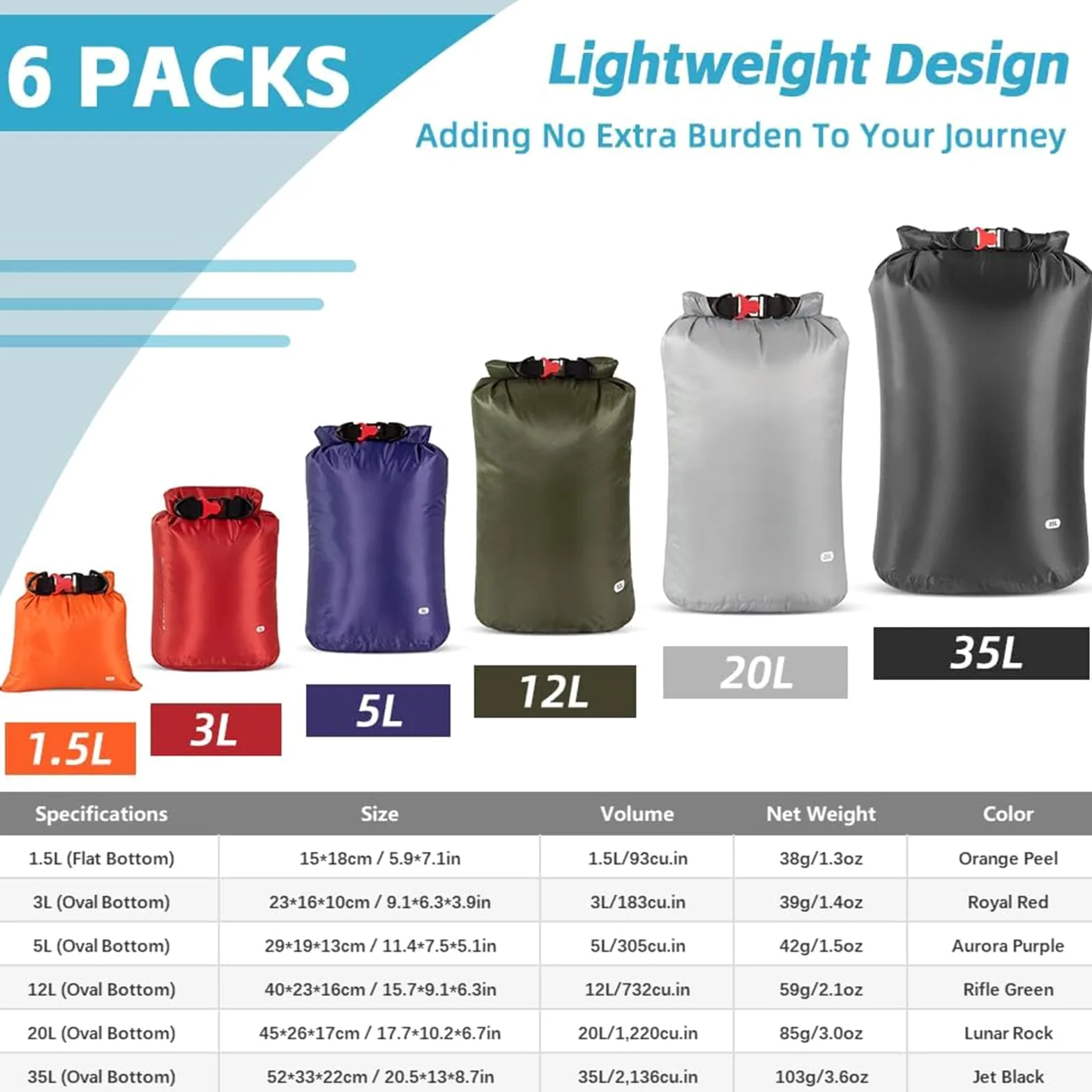 Bolsa seca de nailon de gran capacidad, organizadores ligeros para deportes acuáticos, al aire libre, bolsa impermeable