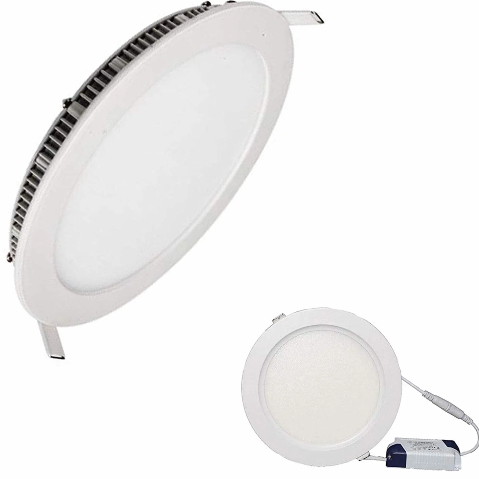 MUNDDY PACK DE 2 Downlight LED Panel Empotrable Redondo 6W 3000K Blanco Cálido Marco Blanco Driver Incluido