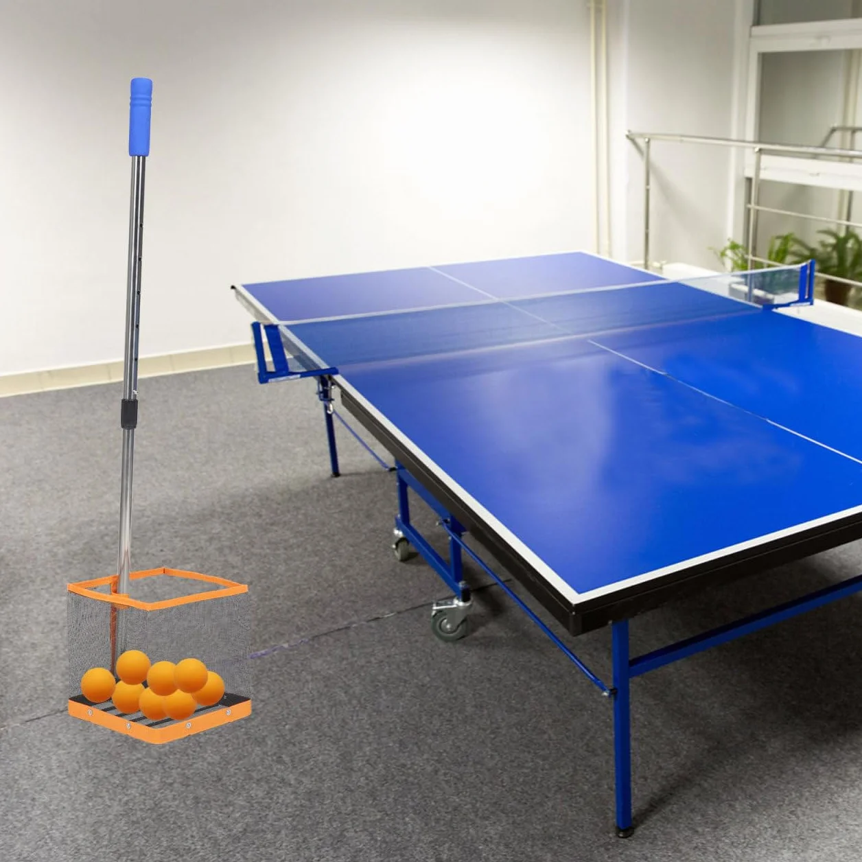 Toddmomy Picador de pelotas de ping pong mango ajustable portátil mesa de ping pong recogedor de pick bolsa de pick de tenis, mango telescópico, recogedor de pelotas de tenis