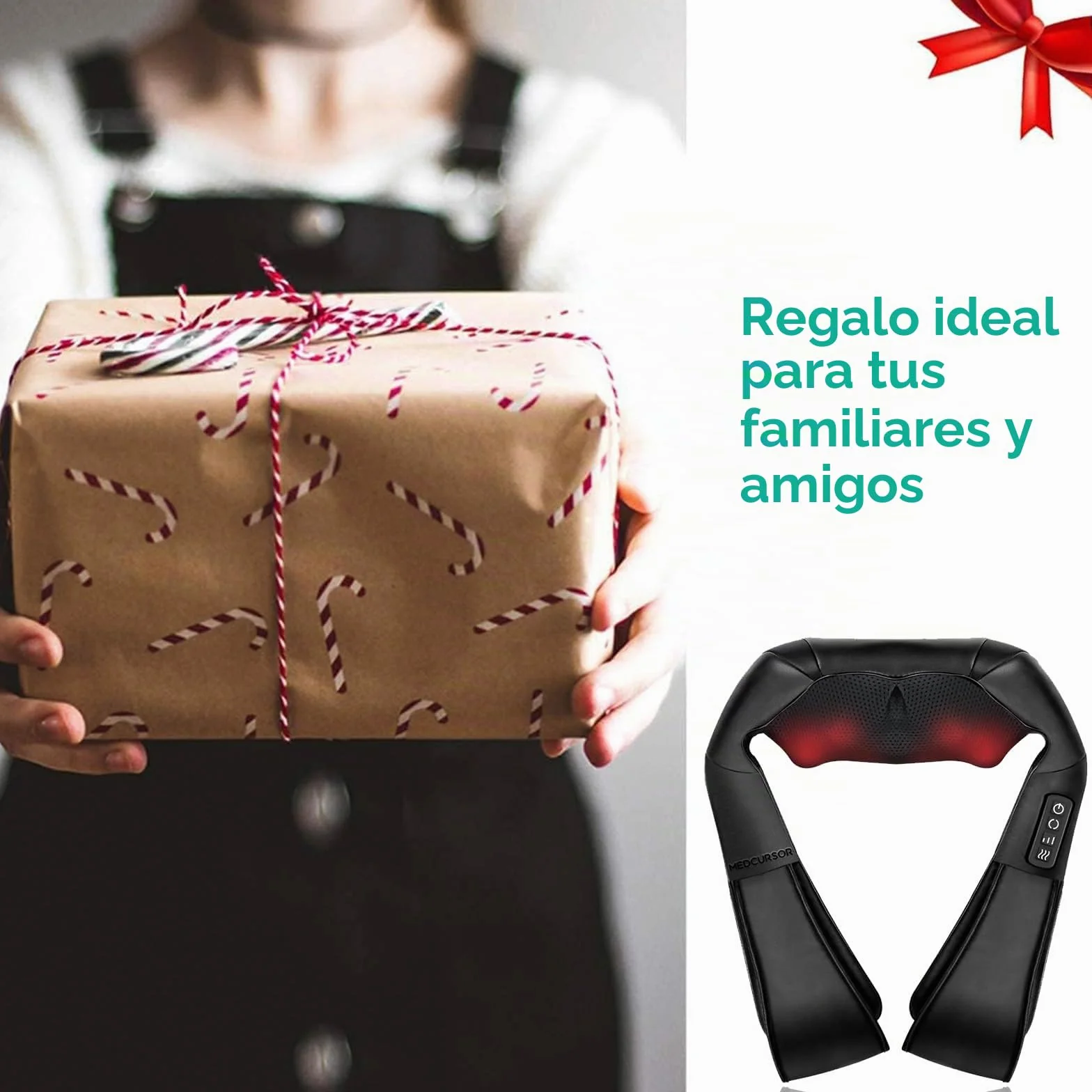 Medcursor Masajeador de cuello y hombros con calor, almohada de masaje Shiatsu 3D para alivio del dolor muscular