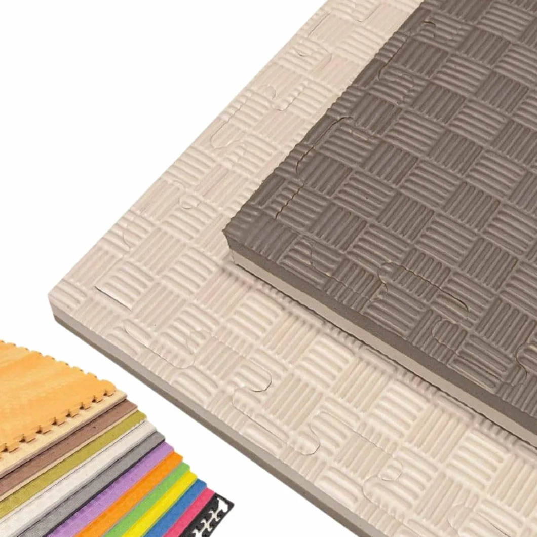 JOWY Tatami Puzzle 1x1m | 2 cm | Acabado F | Rojo/Negro, Marrón/Beige, Gris/Blanco, Lila/Naranja, Blanco/Verde Oliva, Verde/Amarillo, Rojo/Azul y Gris/Negro (Gris/Blanco, 2 Piezas (2 m²))