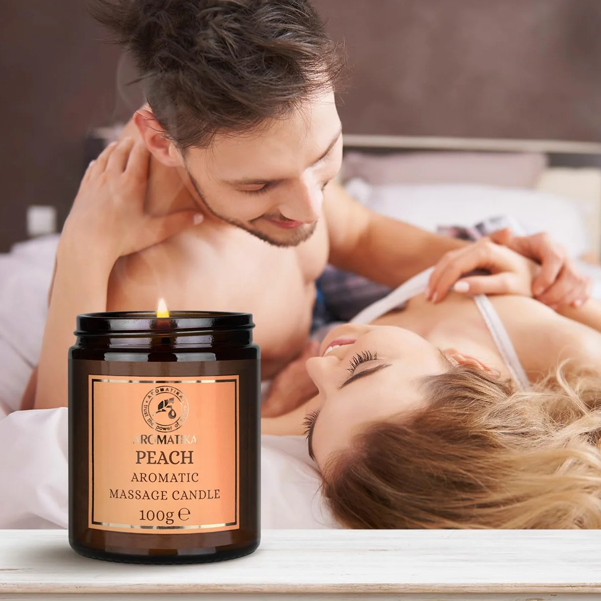 Vela de Masaje Durazno 100 g - Cera de Soja - Aceites de Coco y Almendras - Aromaterapia - Calmante