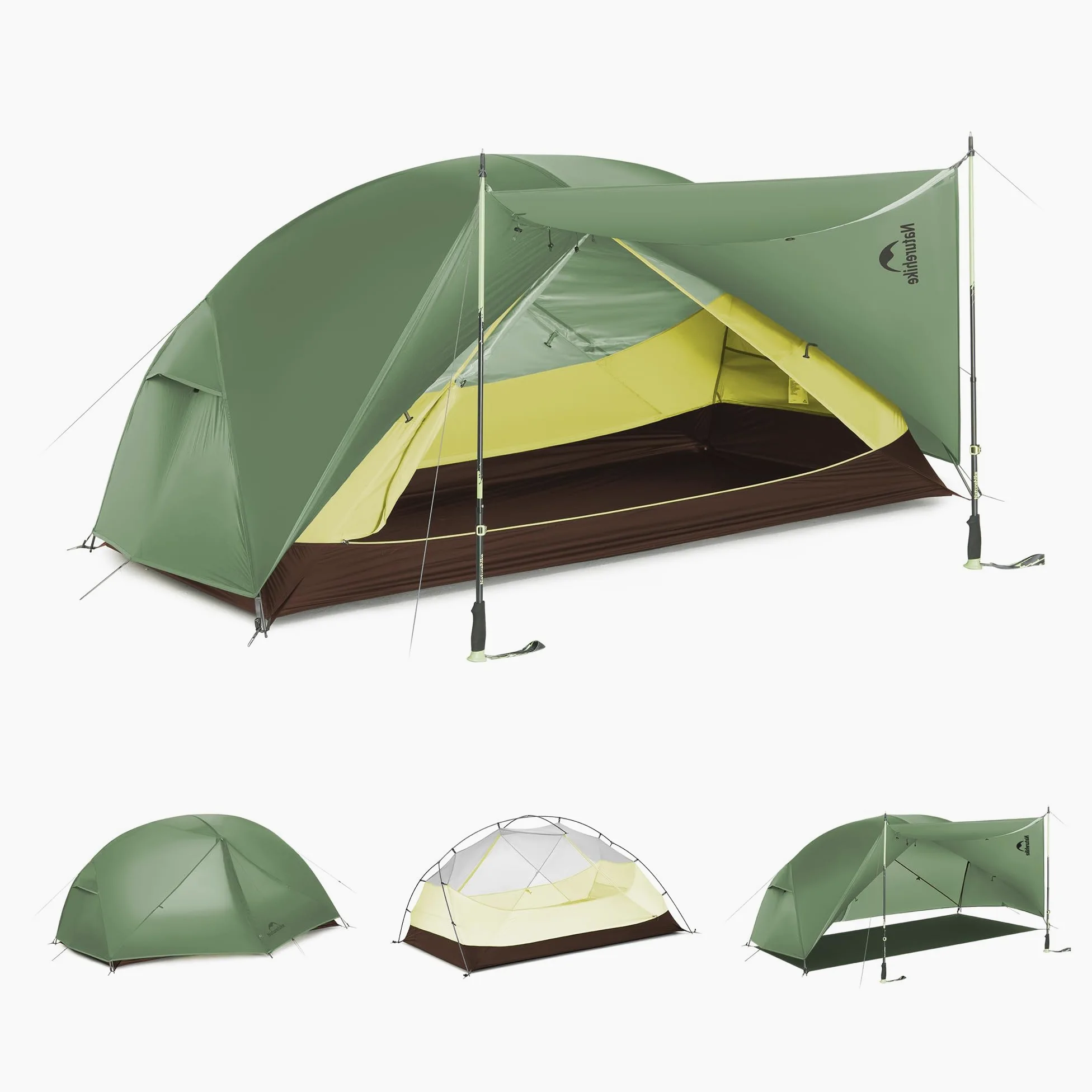 Naturehike Tienda de campaña Mongar Base para 2 – 3 personas, ultraligera, resistente al agua, para senderismo, senderismo
