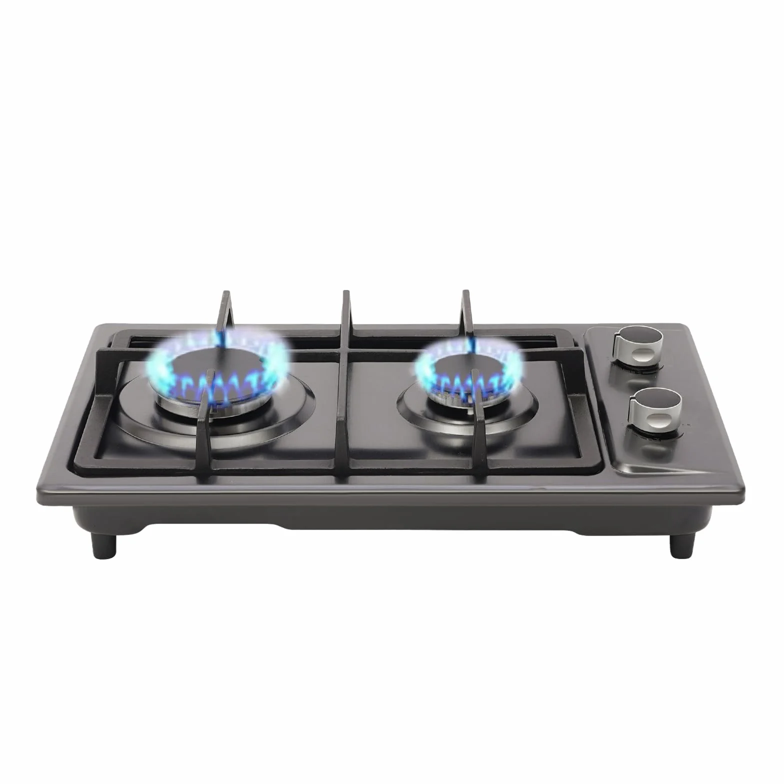 Cocina de gas para interiores, estufa de gas portátil de 2 fuegos con válvula reductora de presión, manguera de 1,5 m, placa de gas para el hogar, cocina, camping, jardín, catering, 6 kW