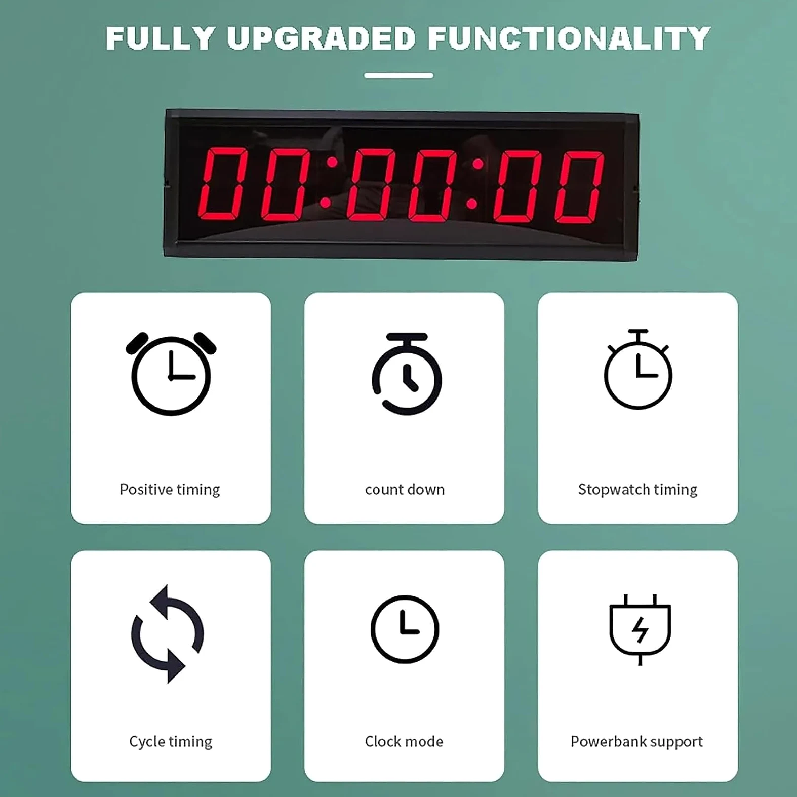 Temporizador digital LED de gimnasio con función de cronómetro para entrenamiento de intervalos y entrenamientos de fitness