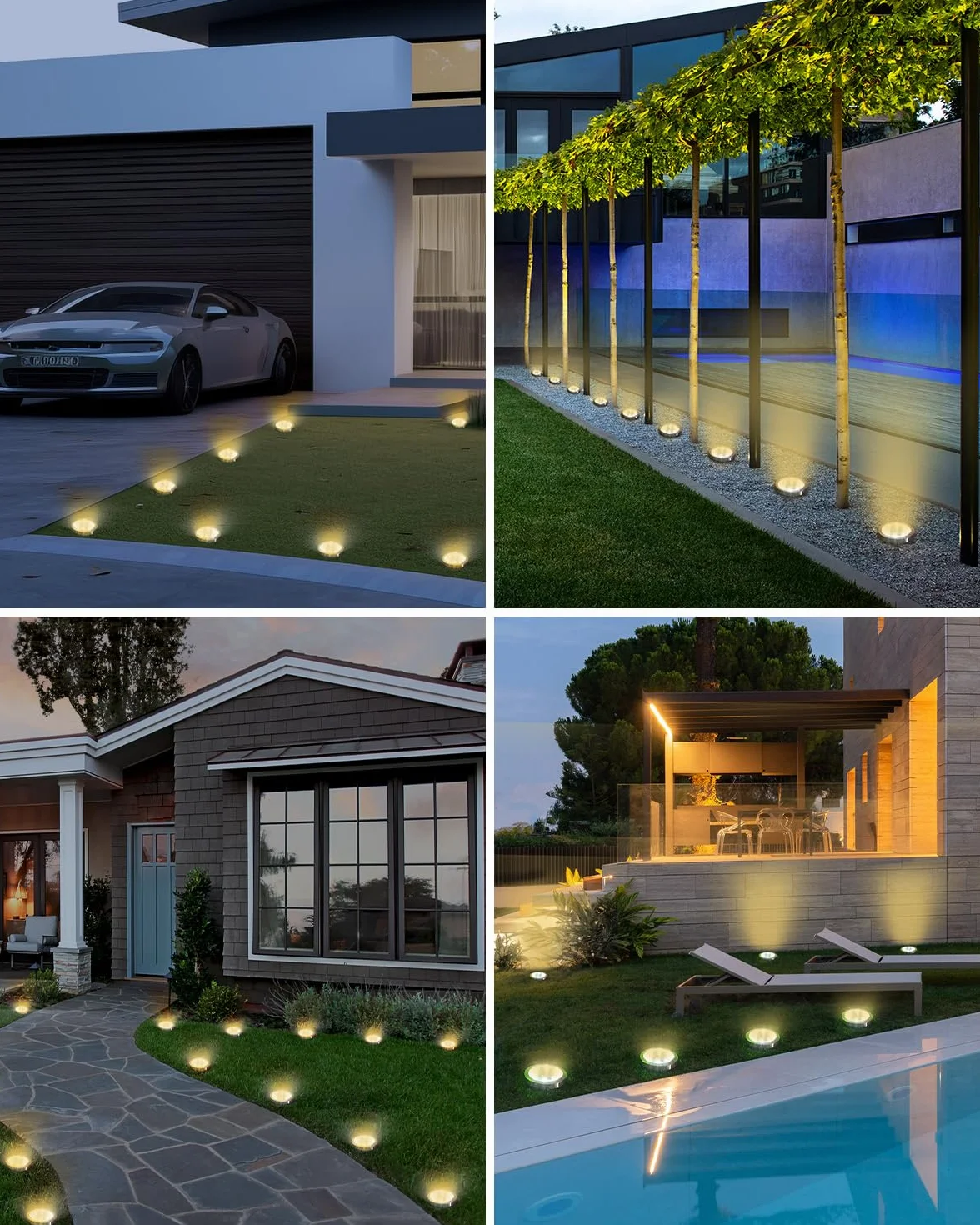 Luces Solares LED Exterior Jardin Suelo 8 Paquetes IP65 Impermeable Blanco Cálido