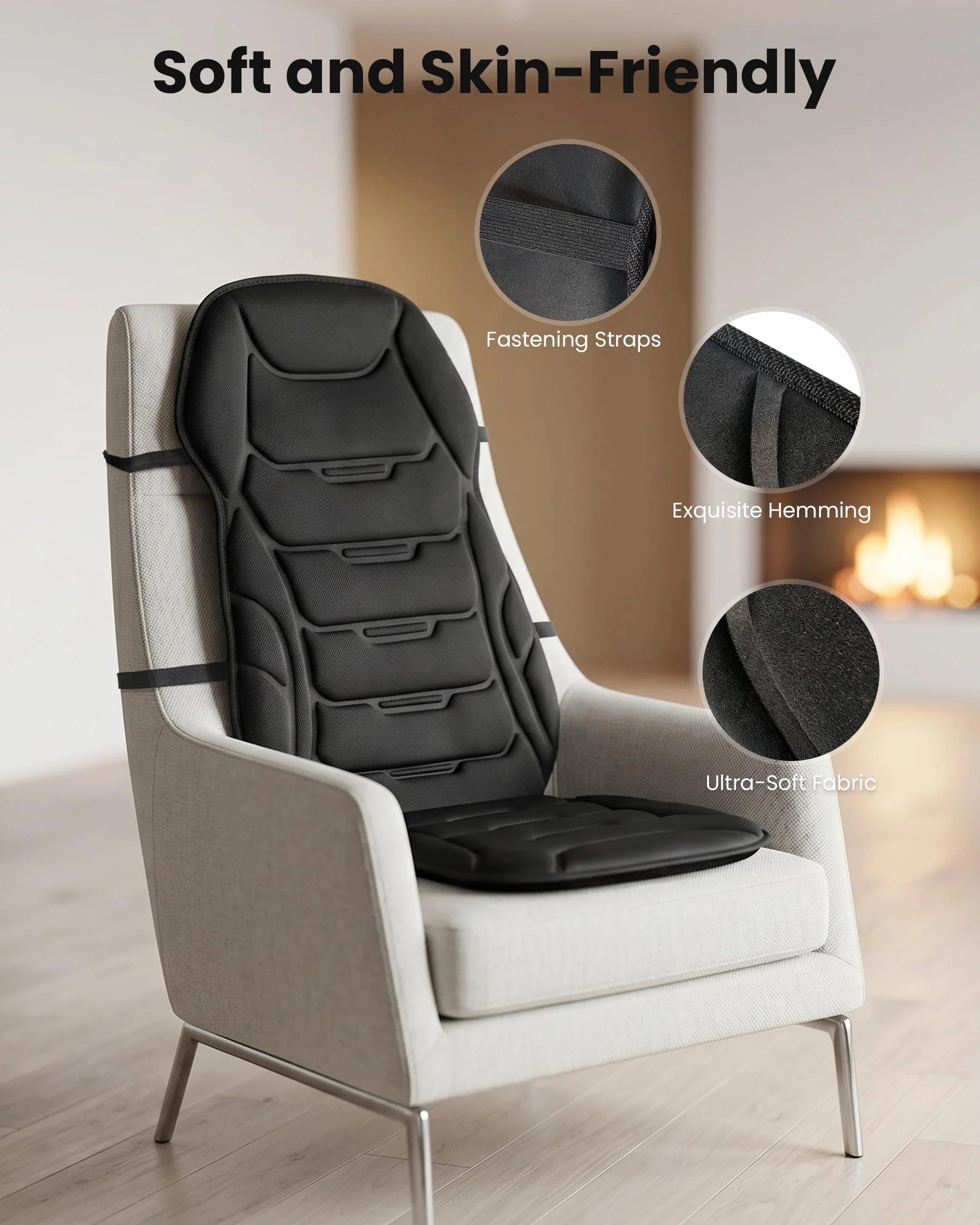 COMFIER Funda de Asiento con Masaje y Calor, Cojín de Masaje para Espalda y Cuello, Masajeador para Oficina en Casa