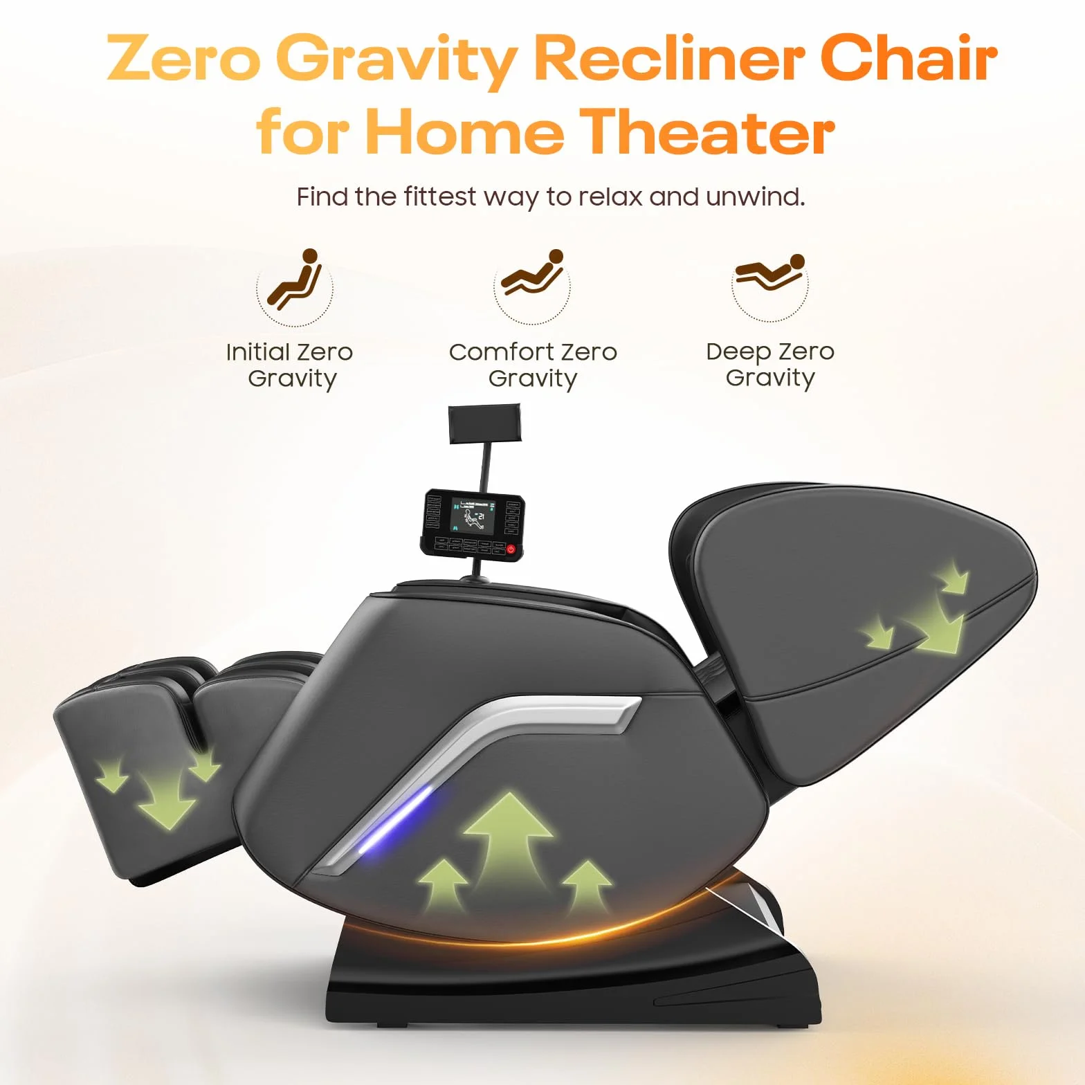 Sillón de Masaje con 14 Rodillos, 9 Airbags, Calefacción Espalda Piernas, Bluetooth, Control Smartphone