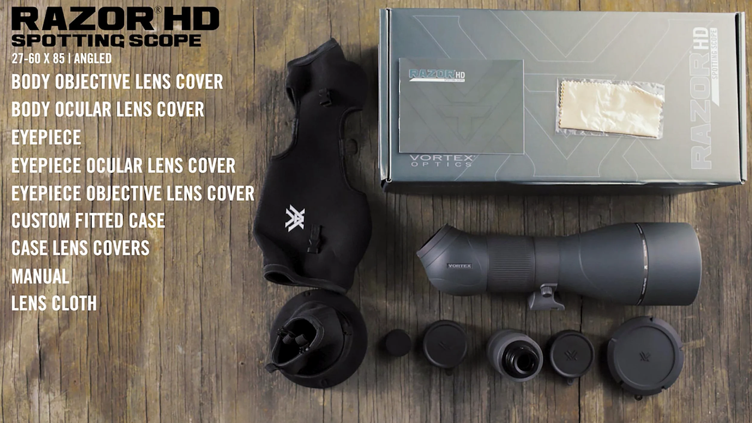 Vortex Razor HD 27-60x85wa Spotting Scope 809 NSW - Estación de Potencia Frontal, gráficos Impresos, tamaño 700C