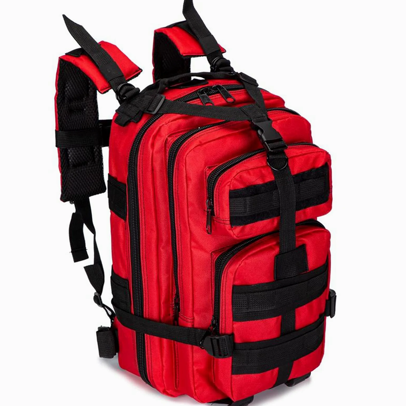 Kit de primeros auxilios – Mochila impermeable de 20 L, bolsa de primeros auxilios con múltiples bolsillos para senderismo, viajes, viajes de campo, camping (paquete vacío), Red