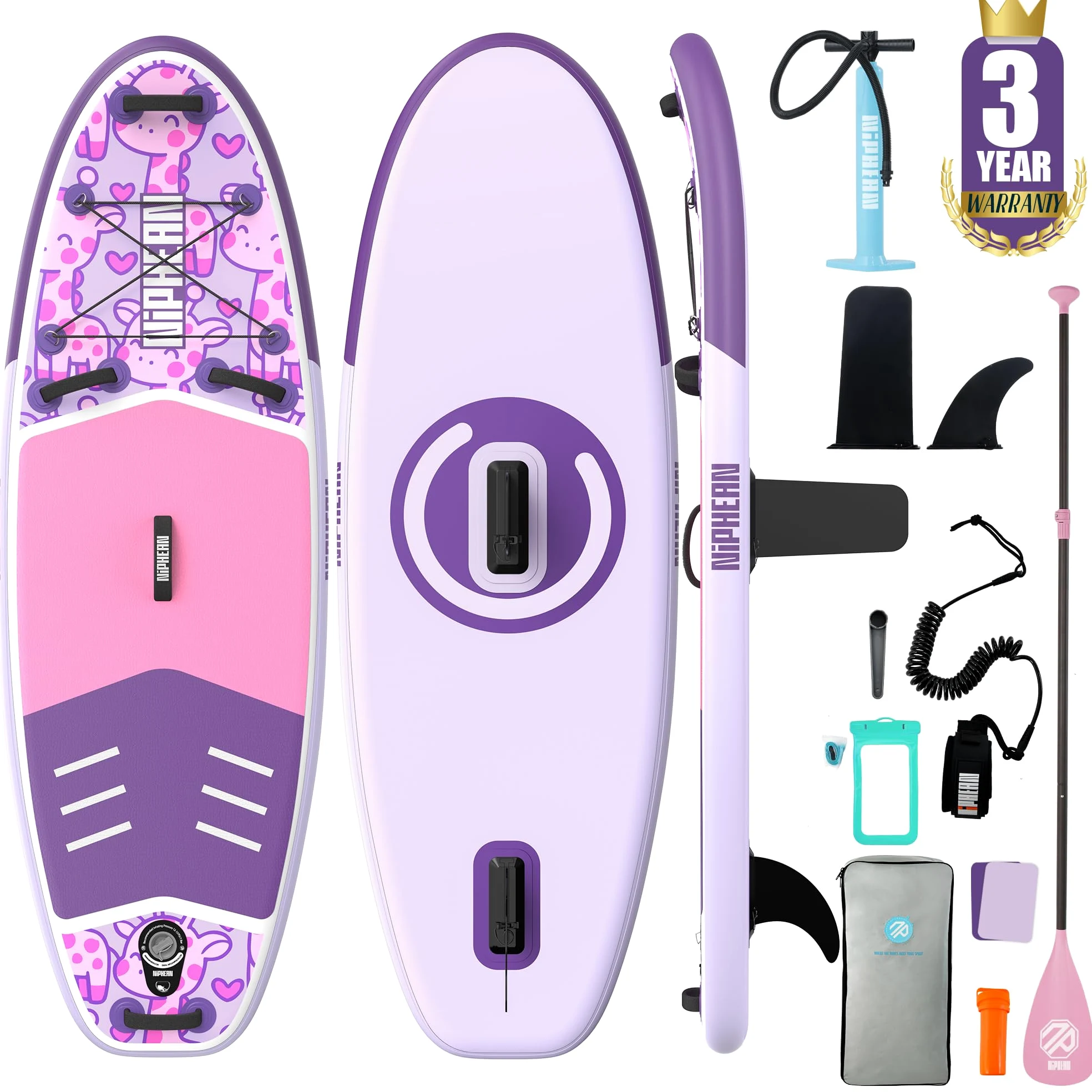 Niphean (Extra Grande) Tabla Paddle Surf Hinchable para 2+1 Personas/Familia, Paddle Surf con (Apto para Principiantes) Aleta Equilibrada, Funda Waterproof, Sup Board para Adultos, Regalo