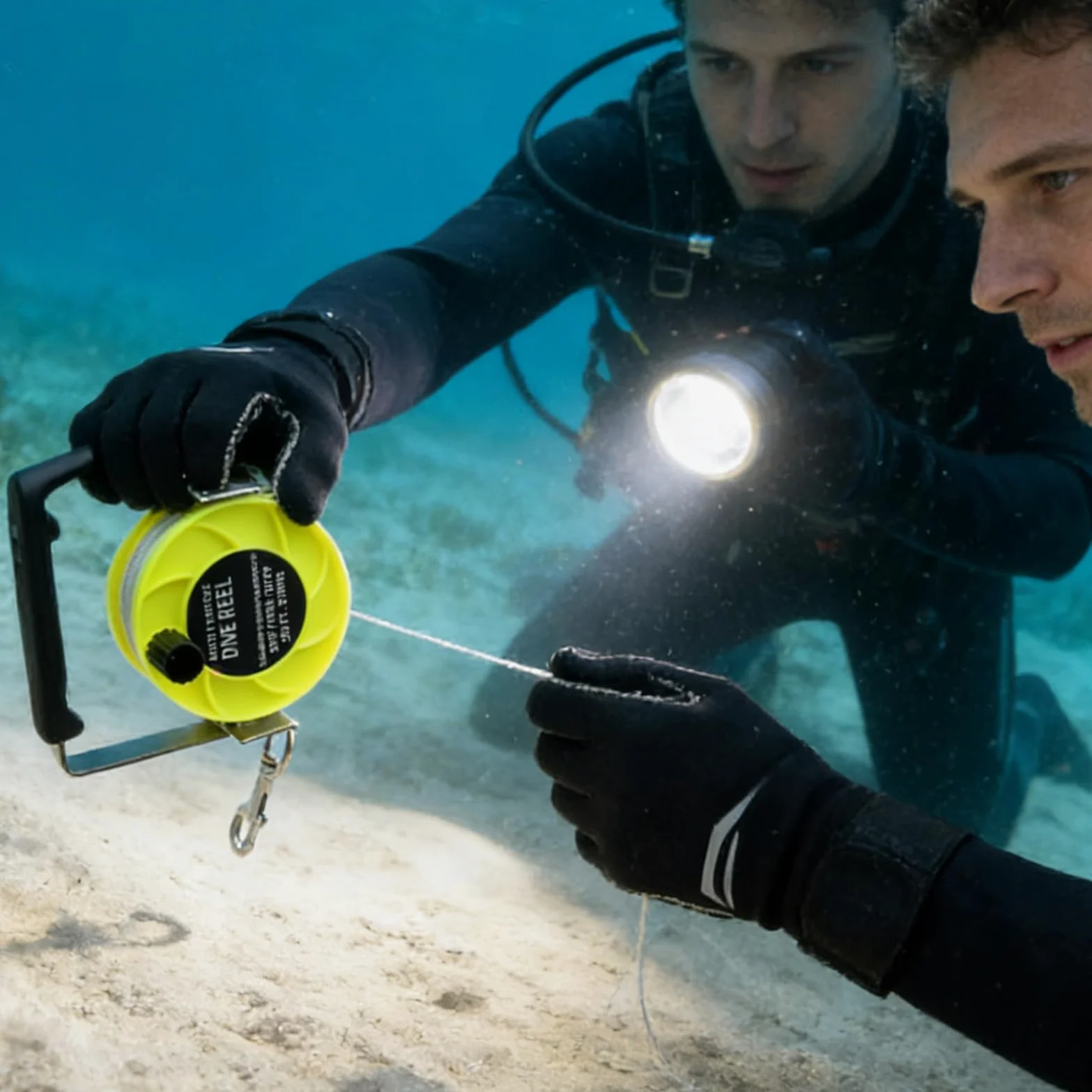 Carrete De Buceo Tirador De Cuerda De Nylon De 88 Metros De Alta | Carrete De Buceo Estable Para Pesca Submarina Embarcación Al Aire Libre Playa Subacuático Mujeres Y Hombres Buceo Con